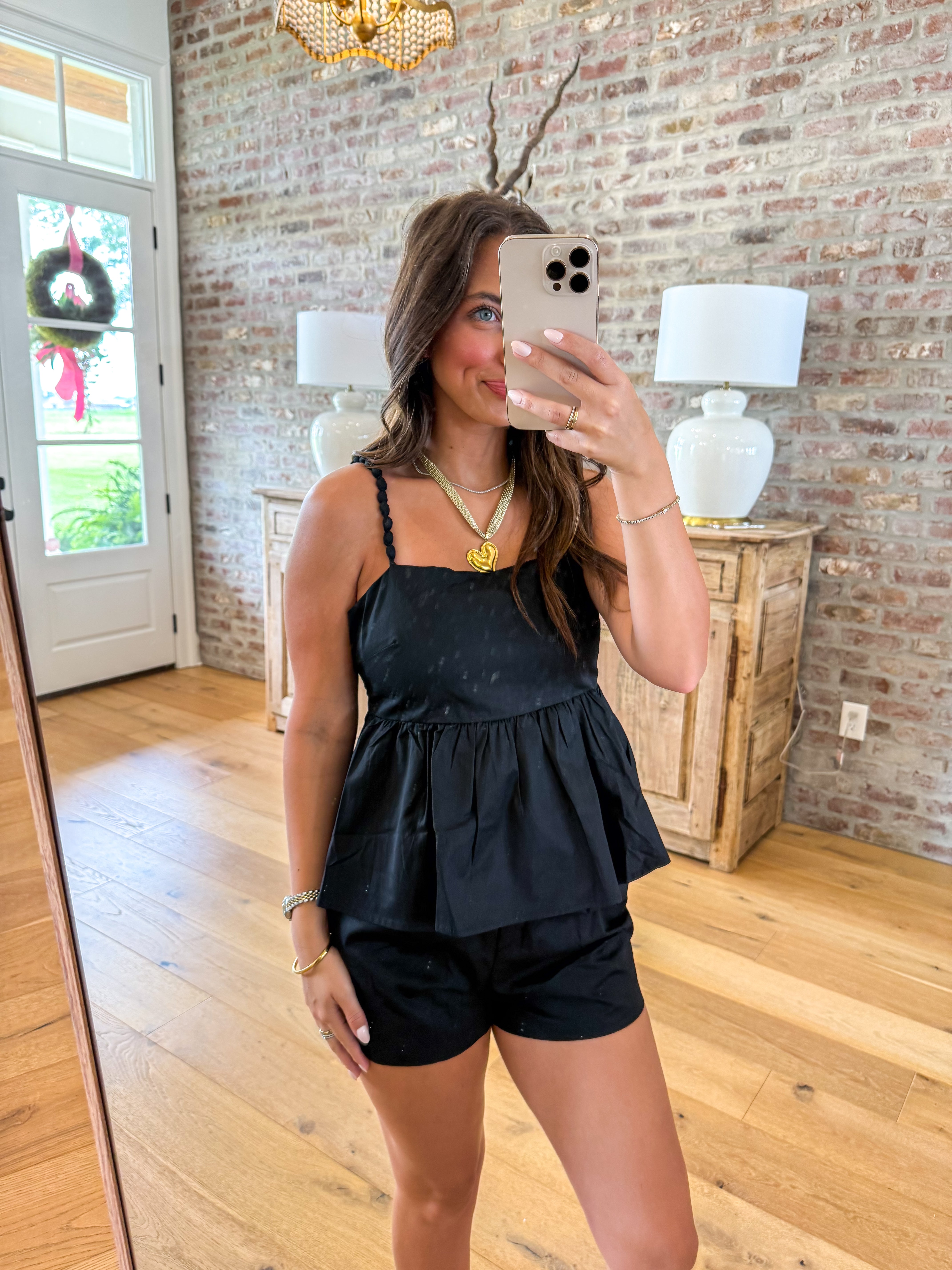 The Margot Peplum Short Set Black