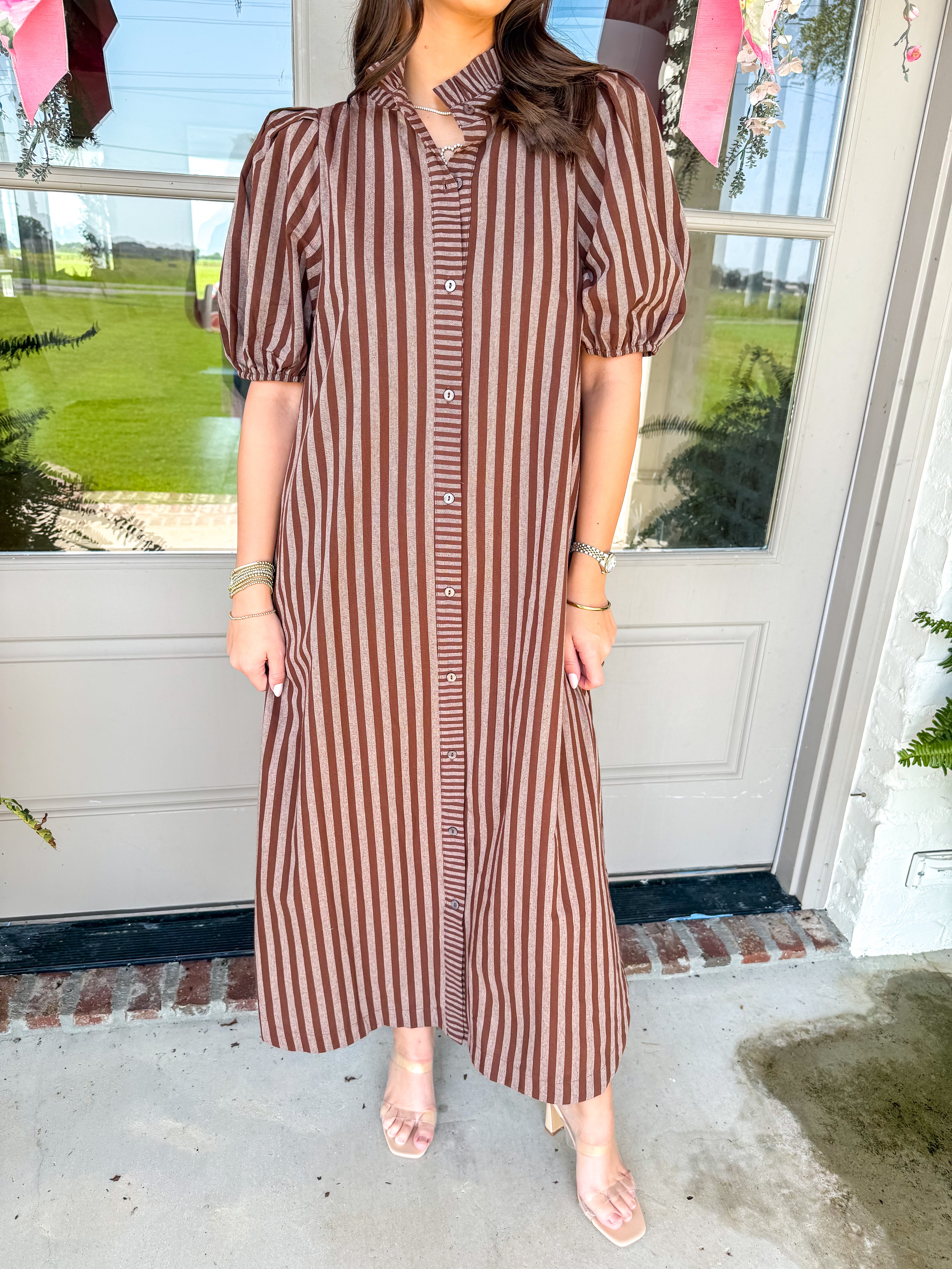 The Briar Striped Midi Brown