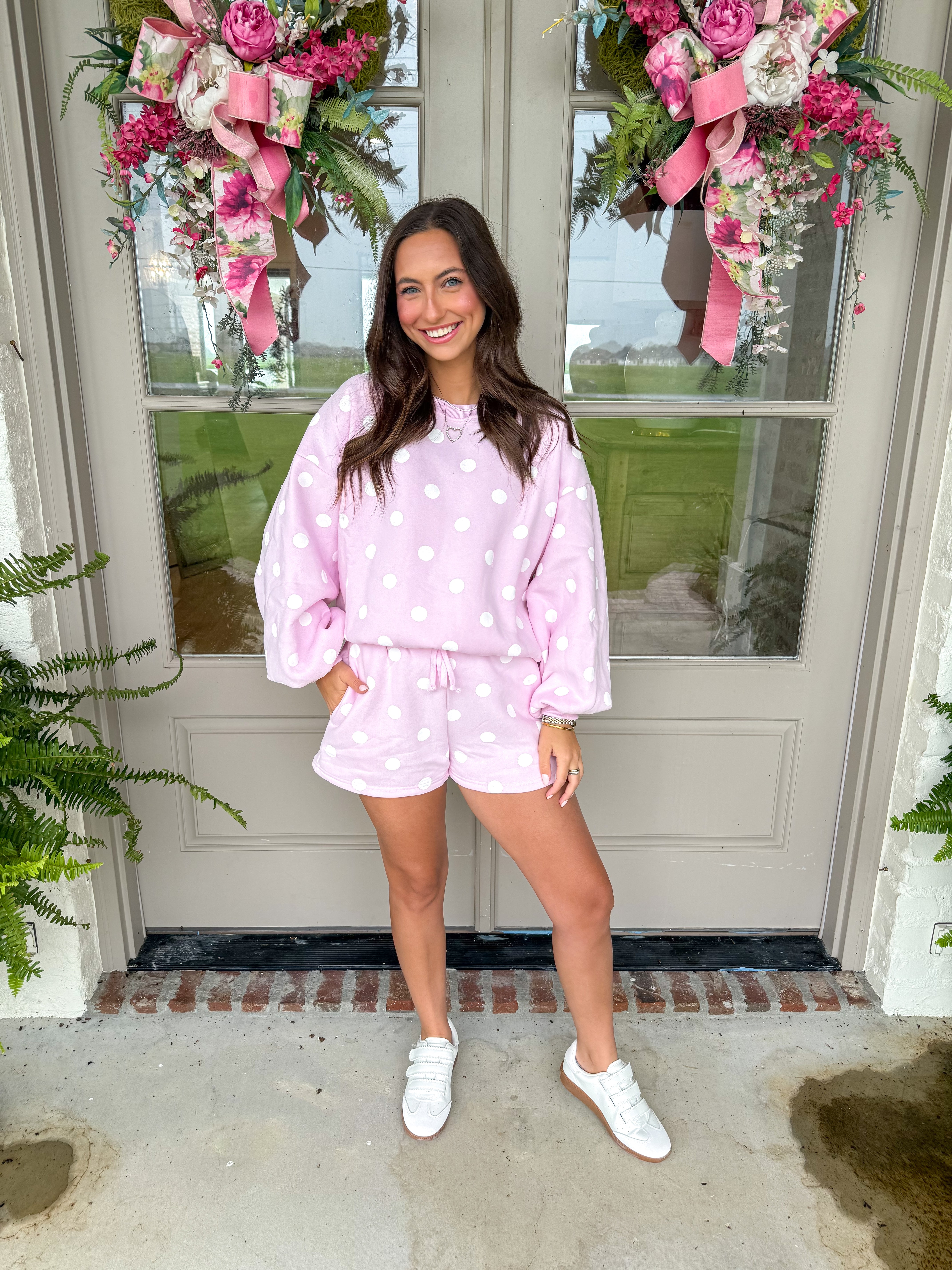Buttery Polka Dot Lounge Set Pink/White