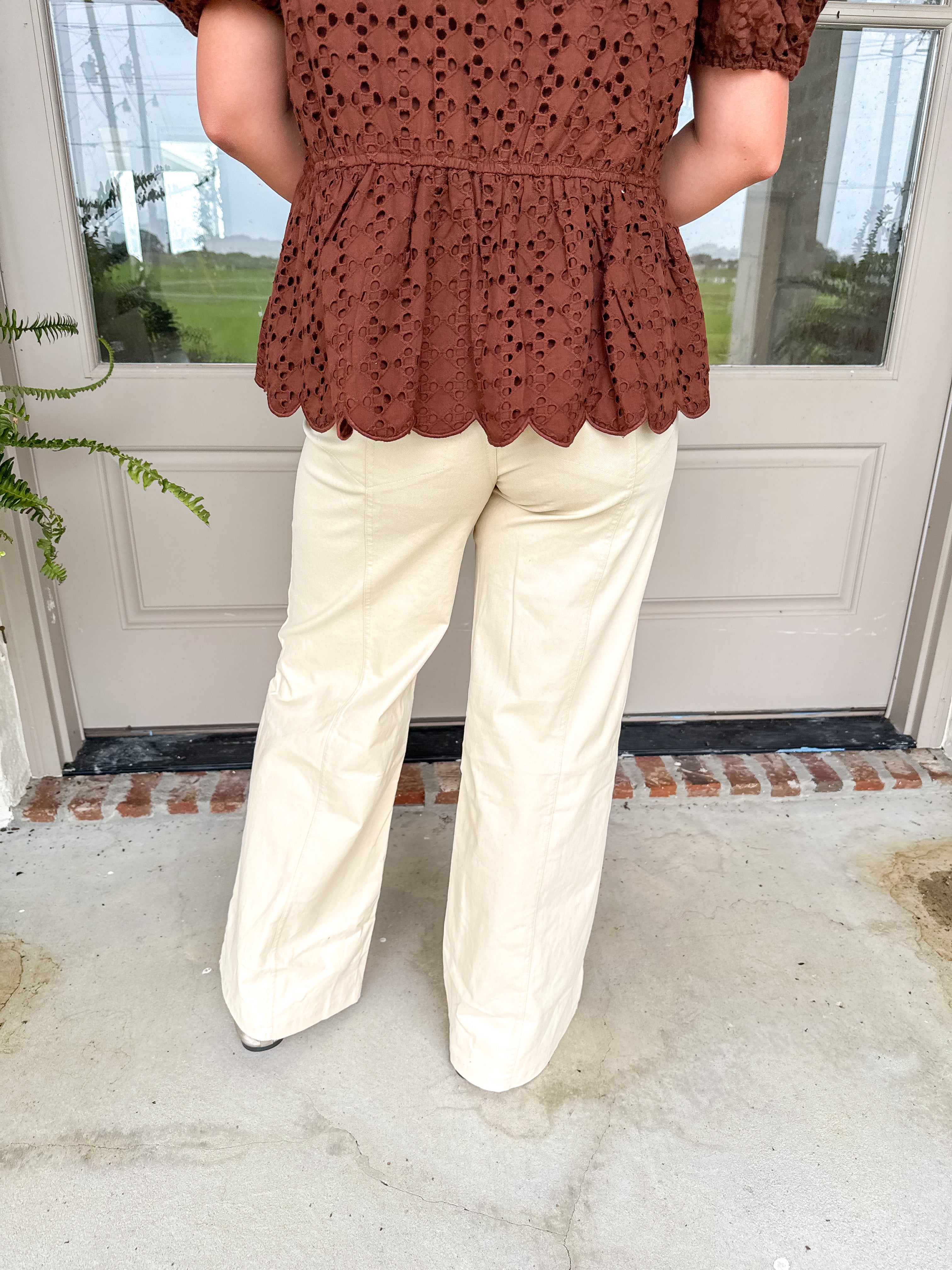The High-Rise Wide Leg Trouser Cream