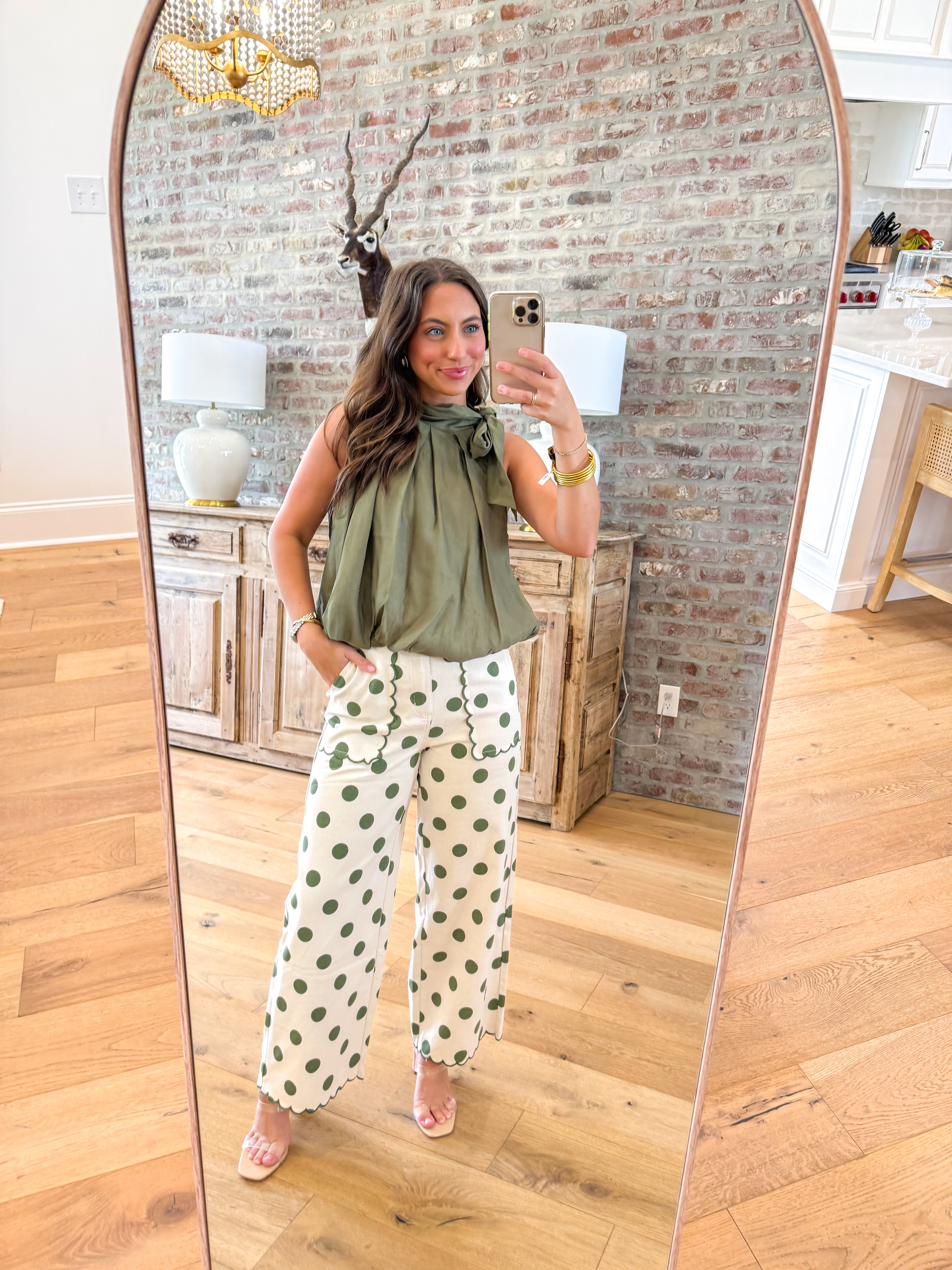Olive Bow Halter Blouse