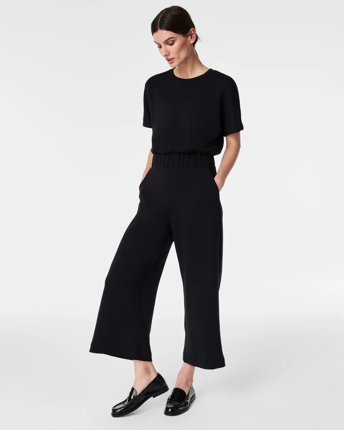 Air Essentials Cropped Wide Leg Jumpsuit Black