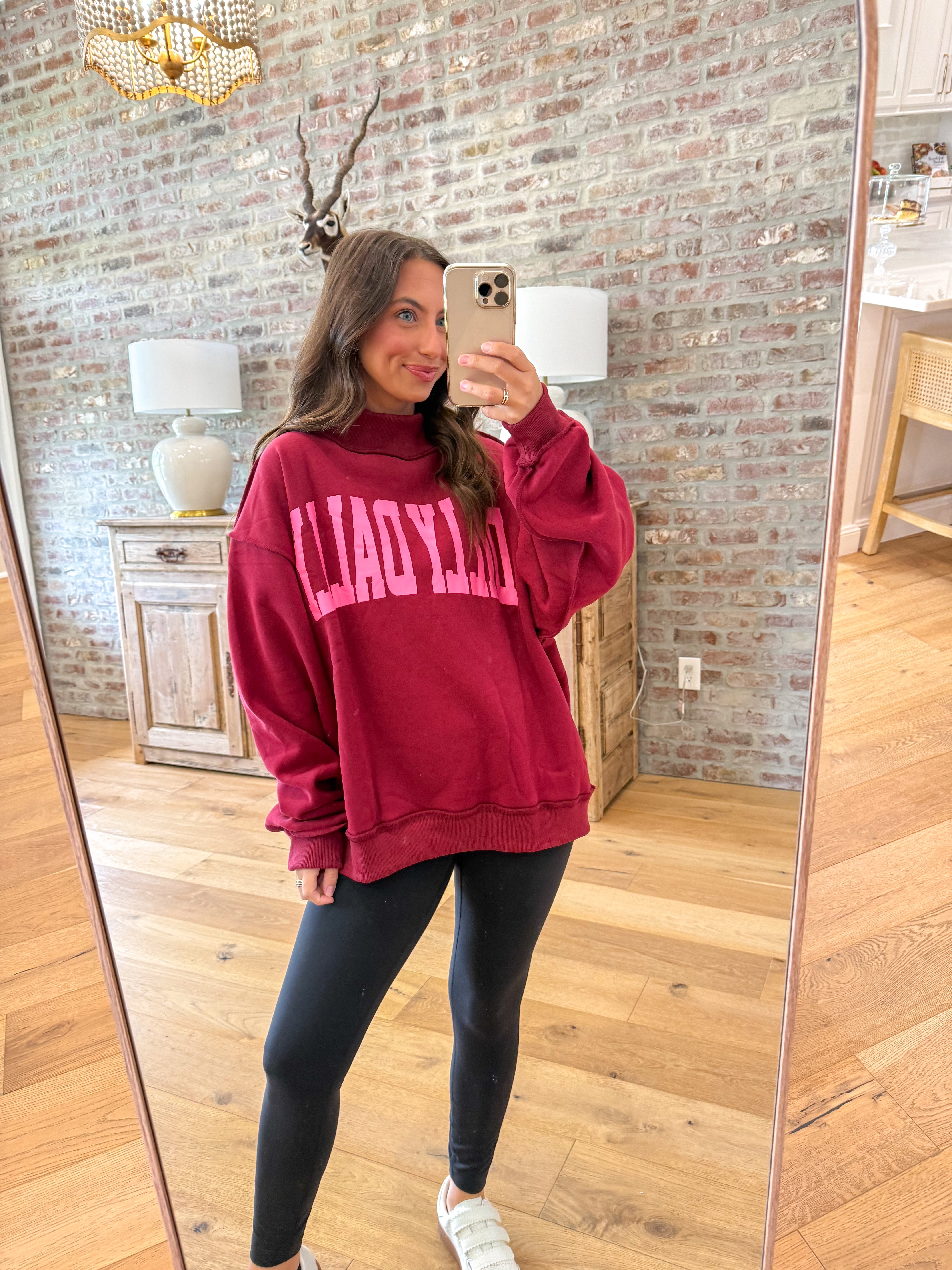 Dilly Dally Burgundy Reversible Mockneck Sweatshirt