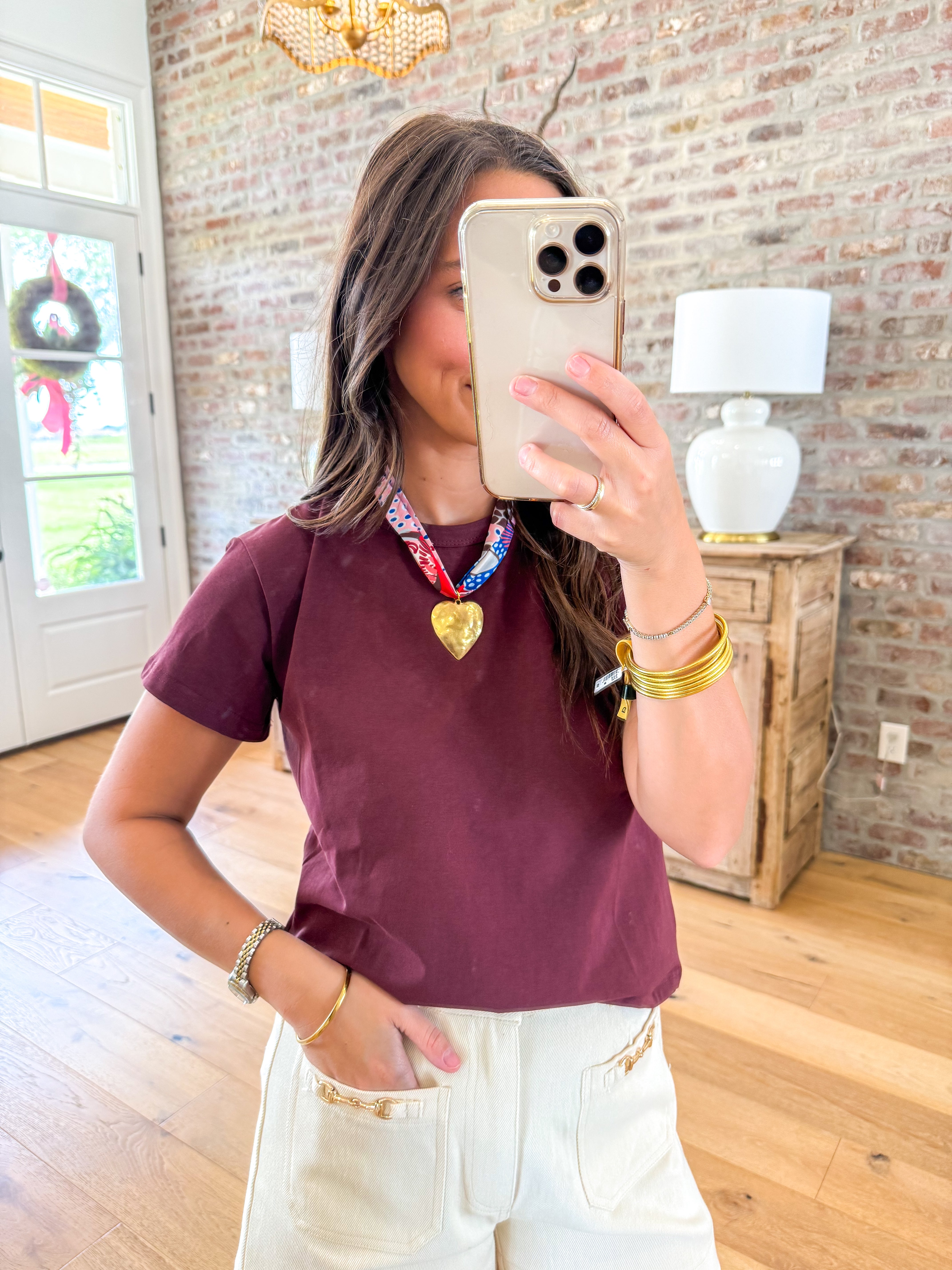 Maia Classic Crewneck T-Shirt Burgundy