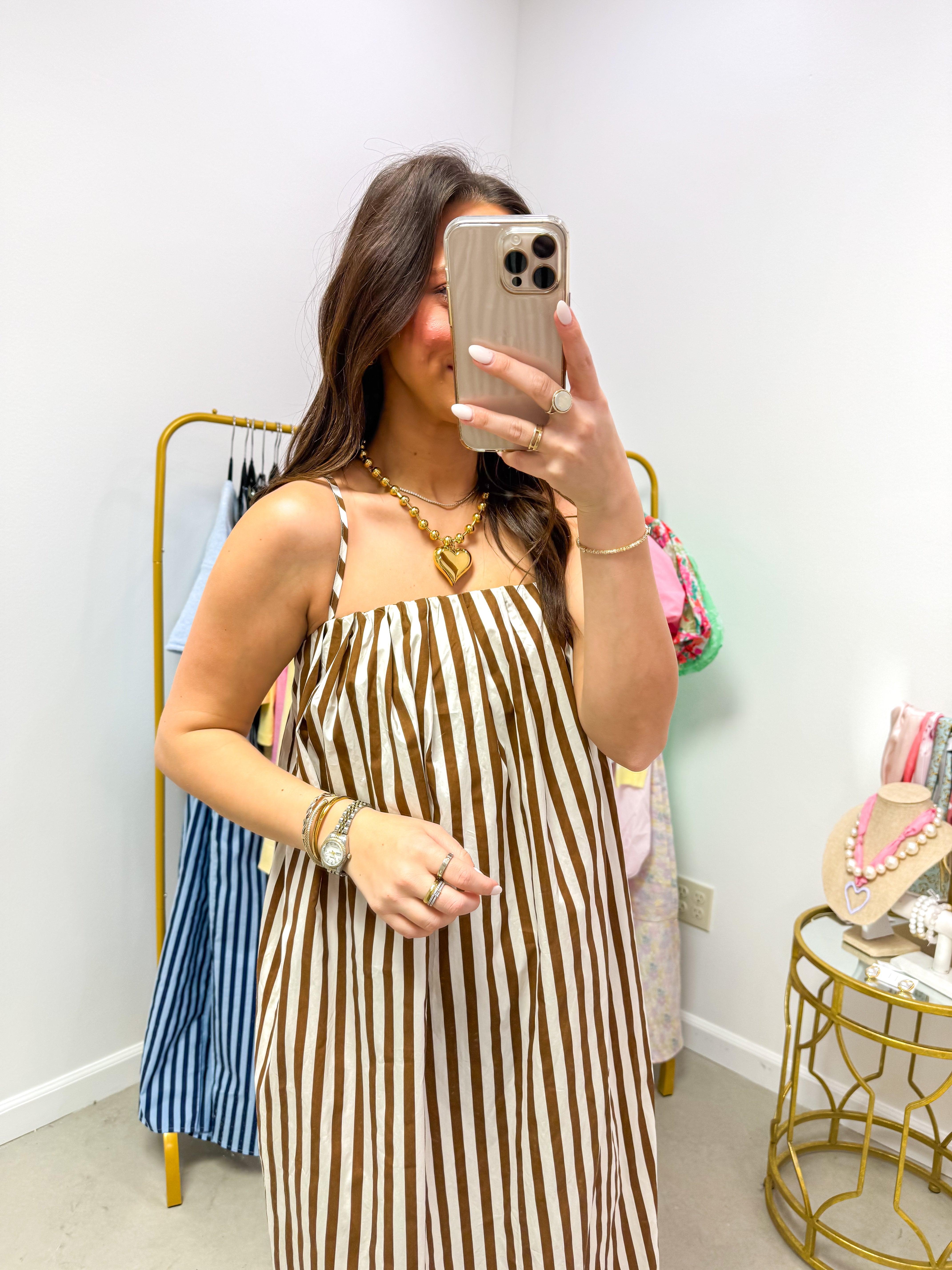 The Sweet Stripe Mocha Midi
