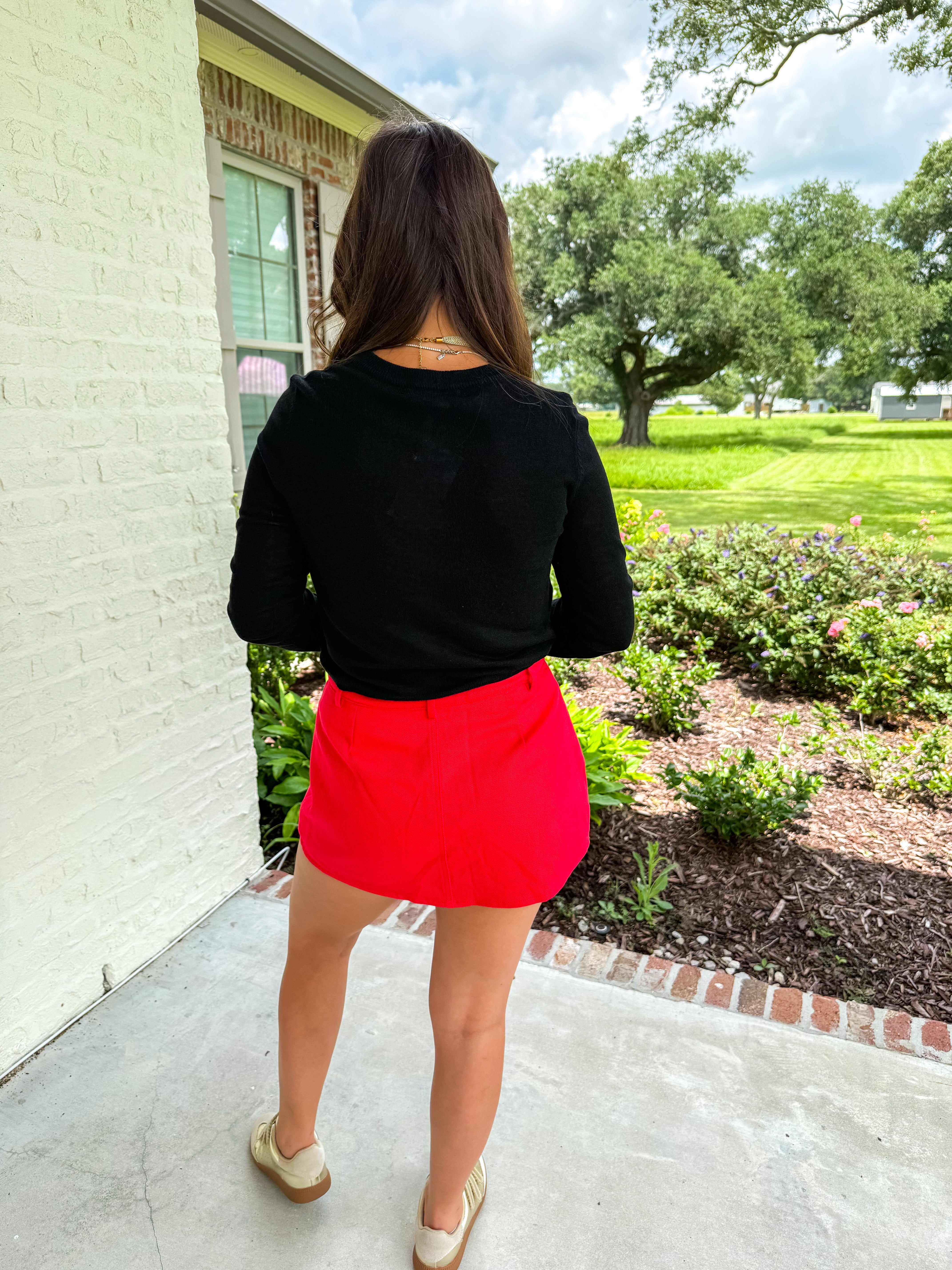 Gameday Best Denim Skort Red