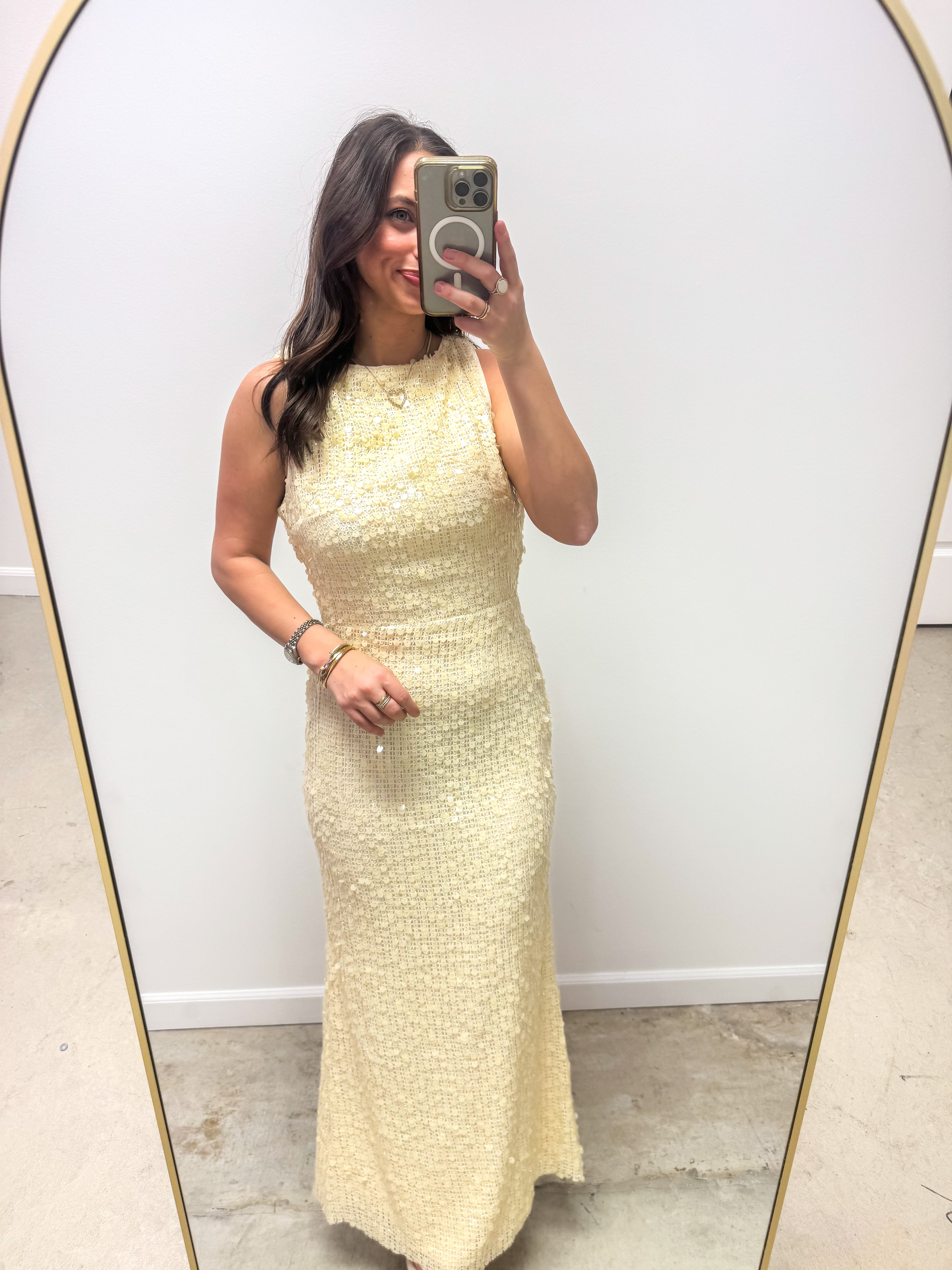 Frances Yellow Sequin Maxi