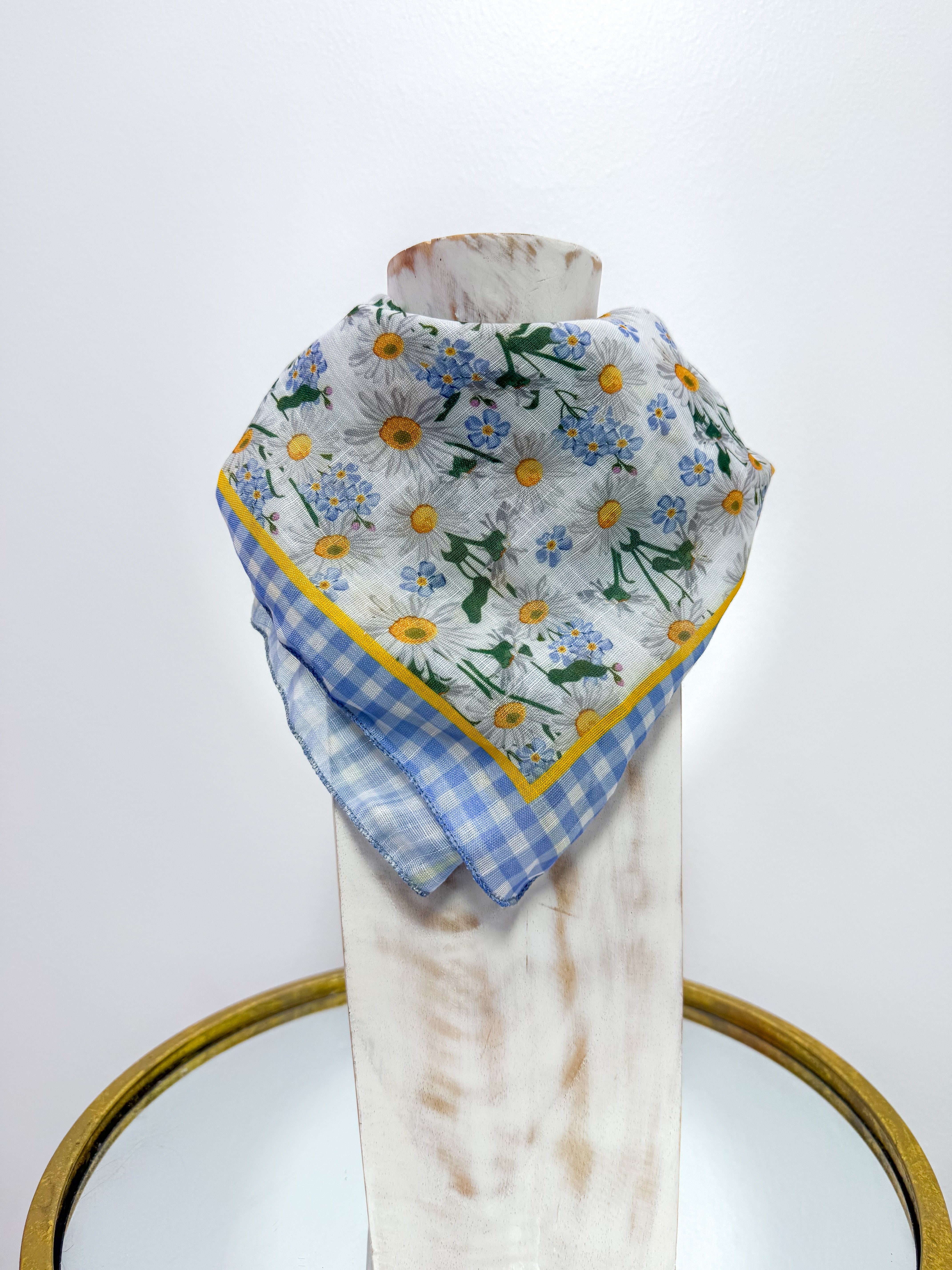 Purple Gingham Floral Scarf