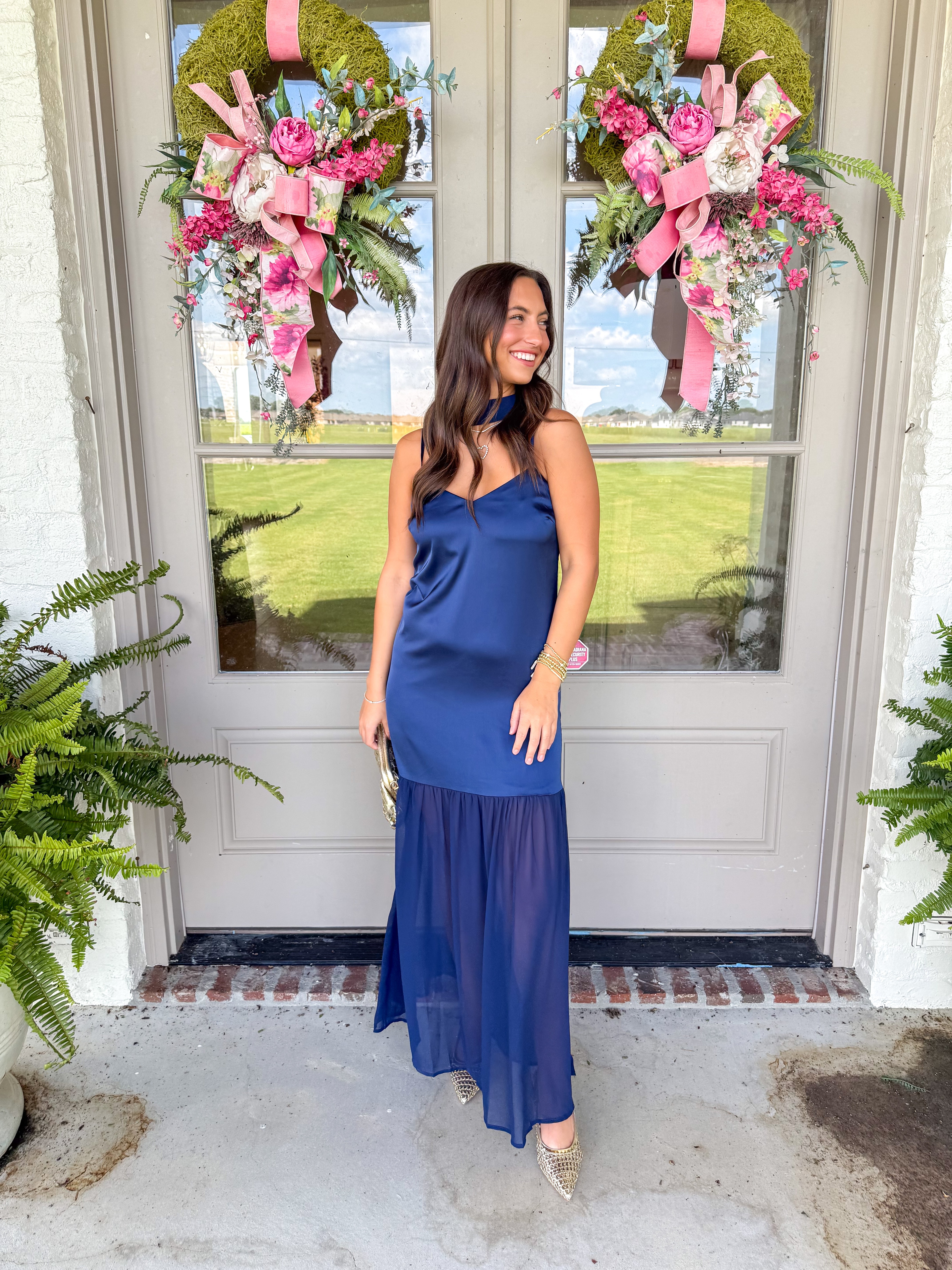 The Evangeline Chiffon Maxi Navy