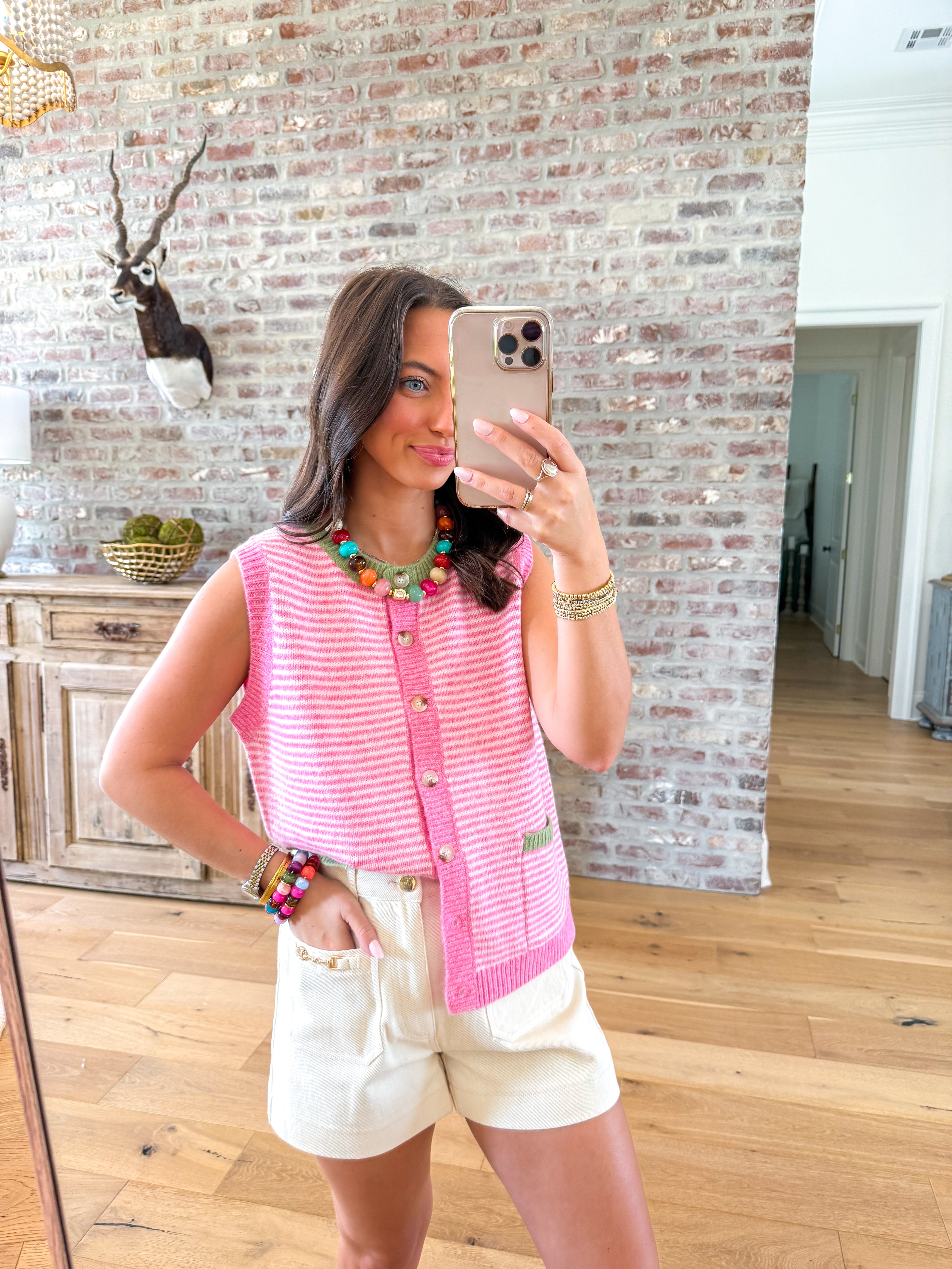 Sweet Stripes Button-Front Vest