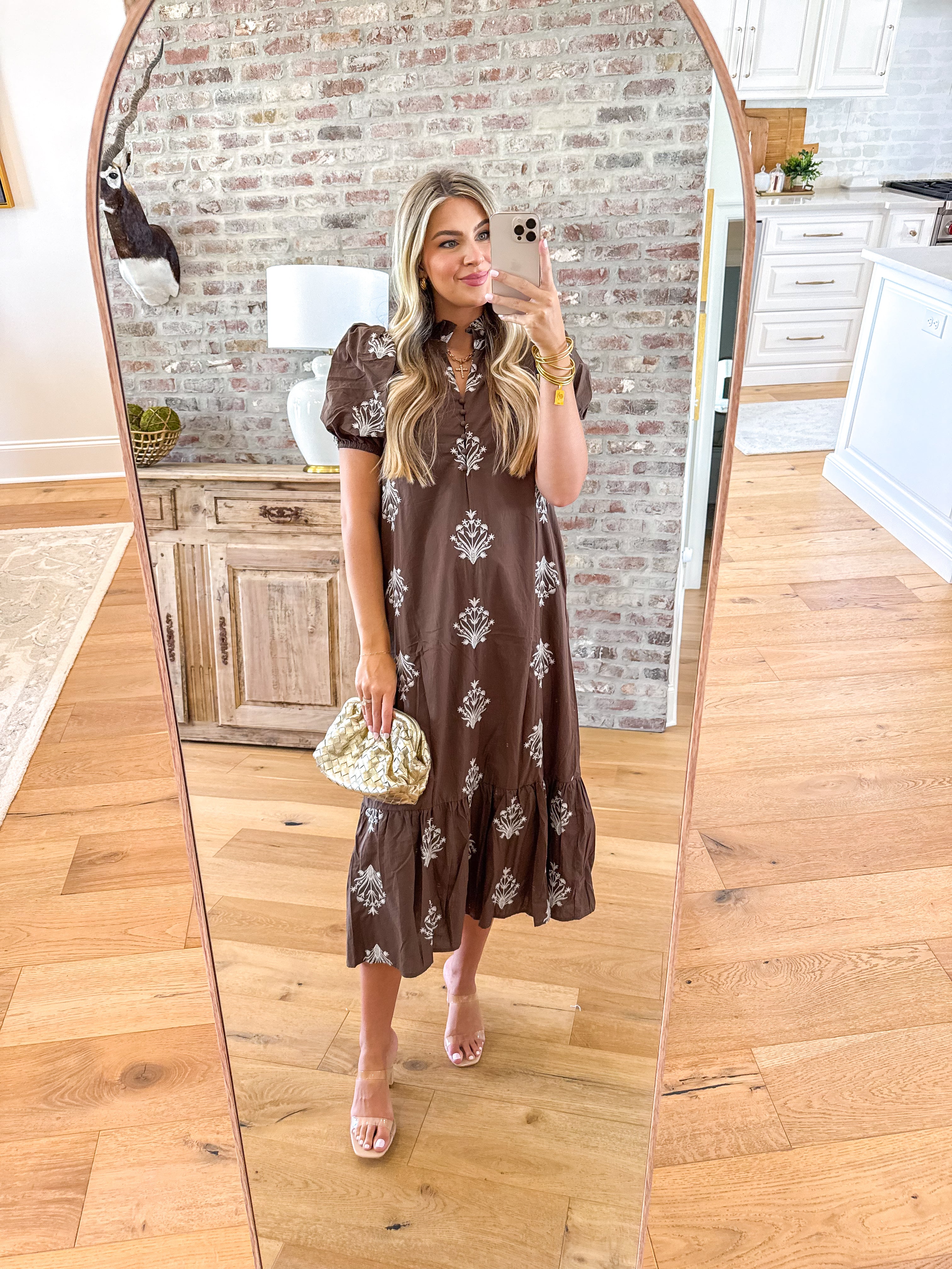 The Wildflower Embroidered Midi Brown