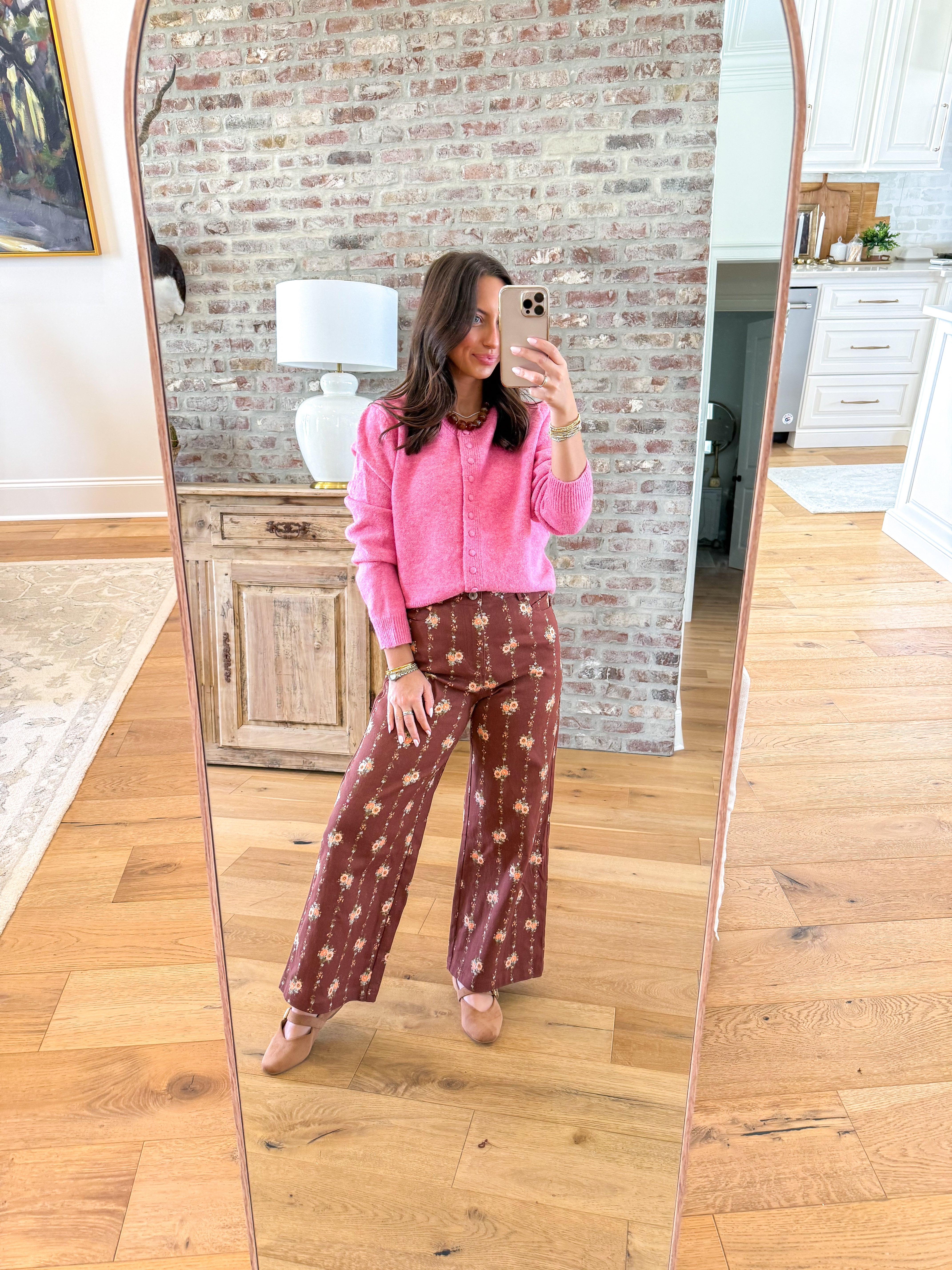 The Charlotte Covered-Button Cardigan Pink