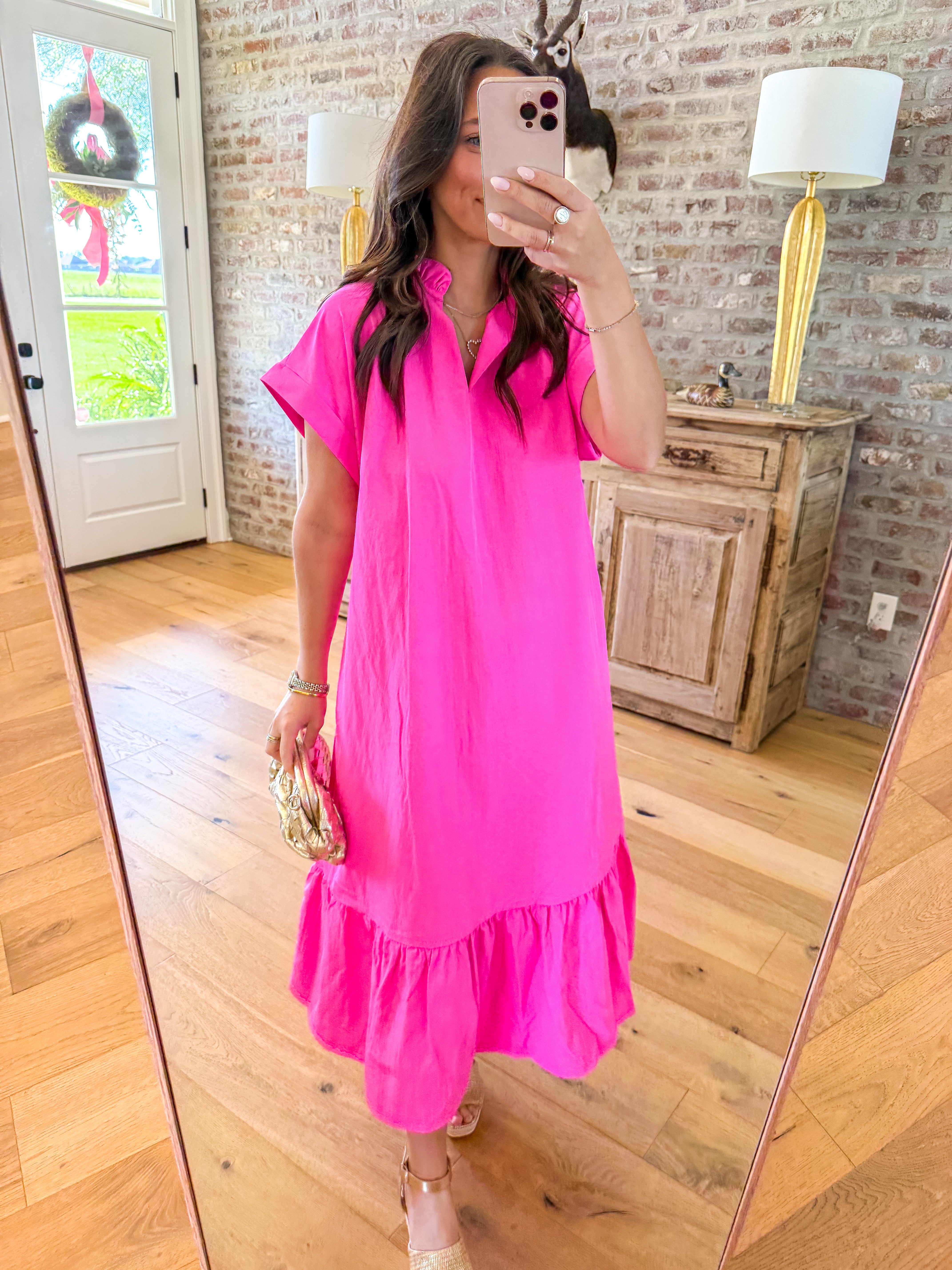 Pink Magnolia Ruffle Maxi