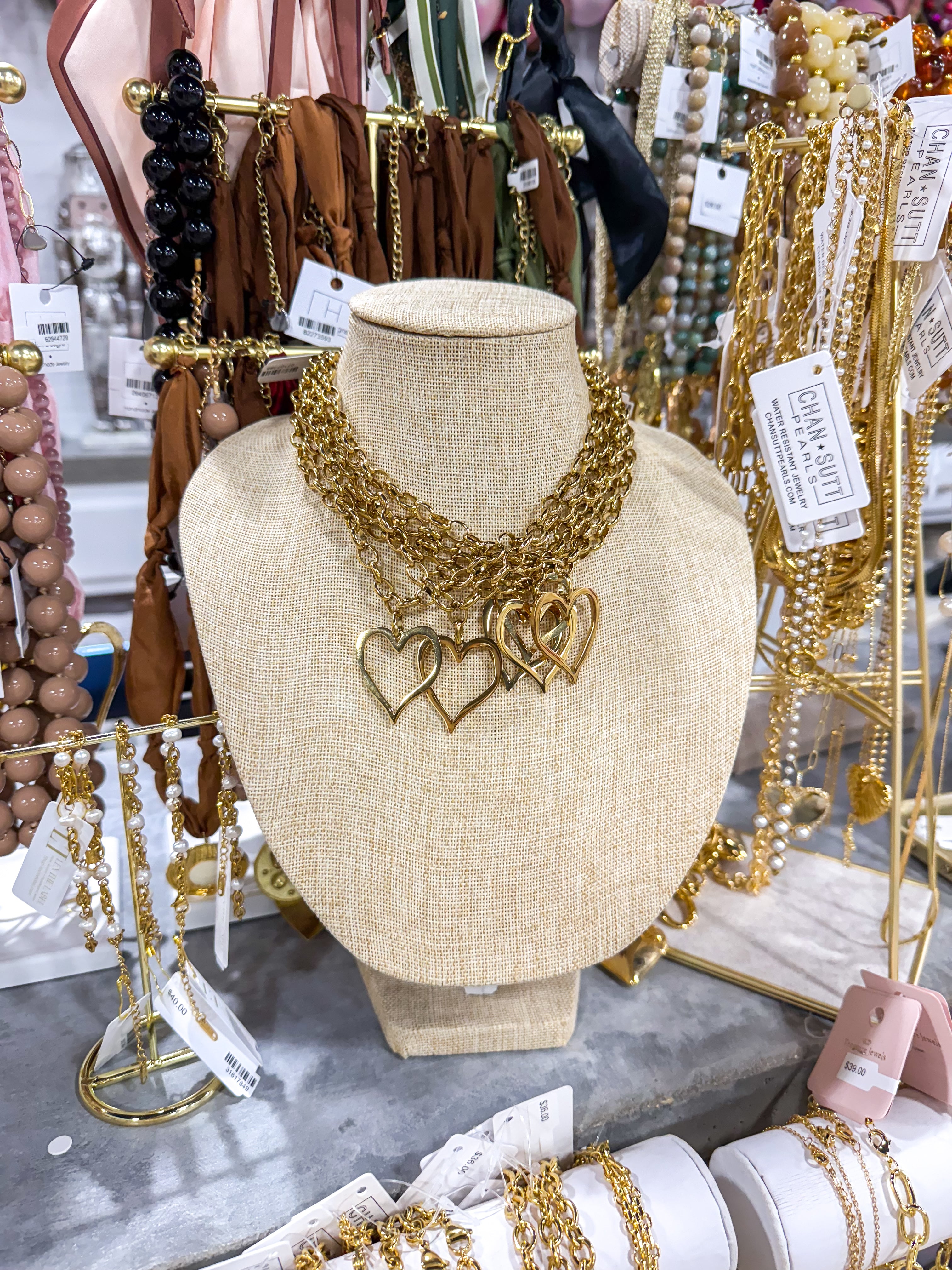 Gold Hallow Heart Necklace