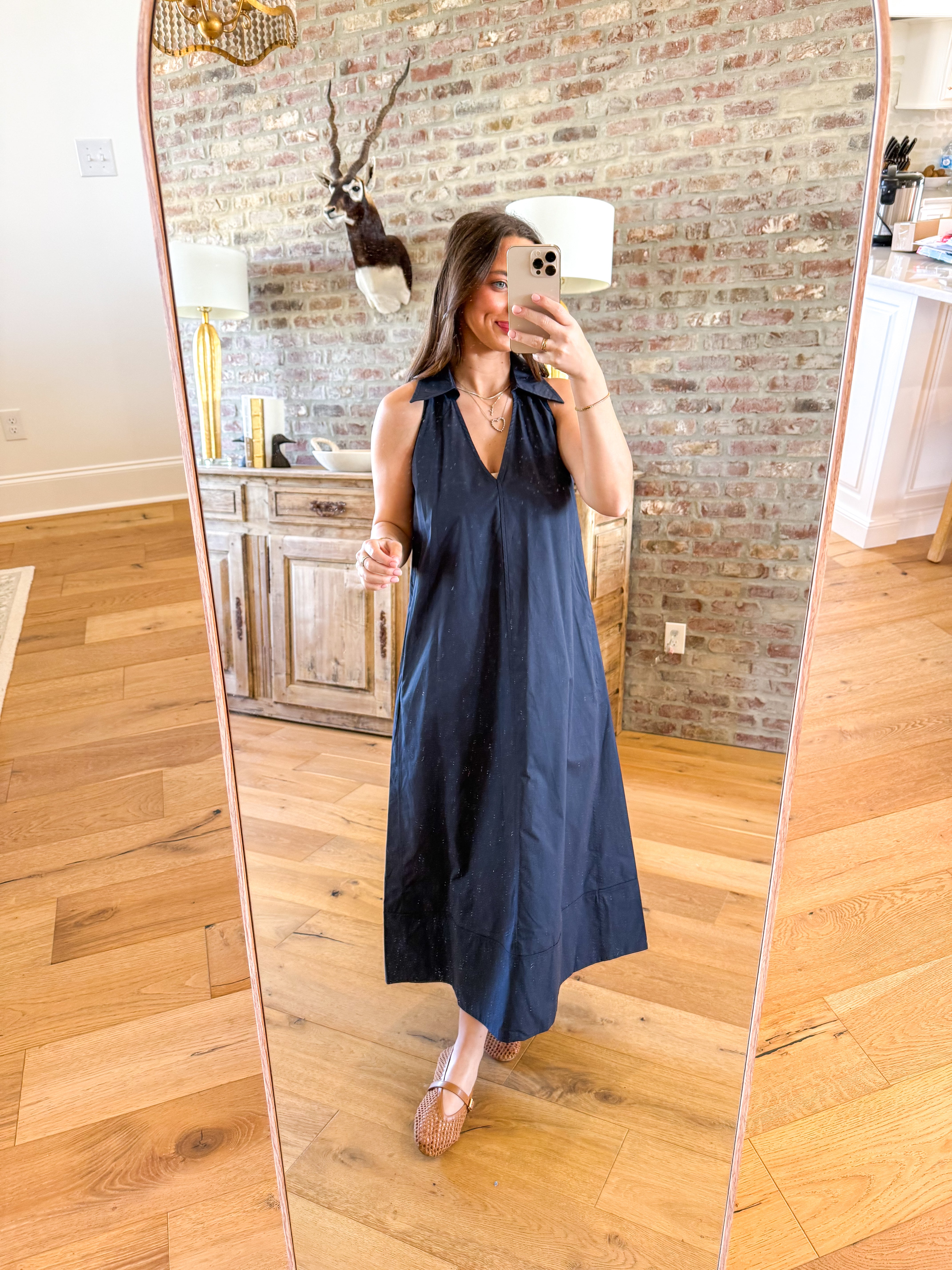 Clara Collared A-line Maxi Dress Navy