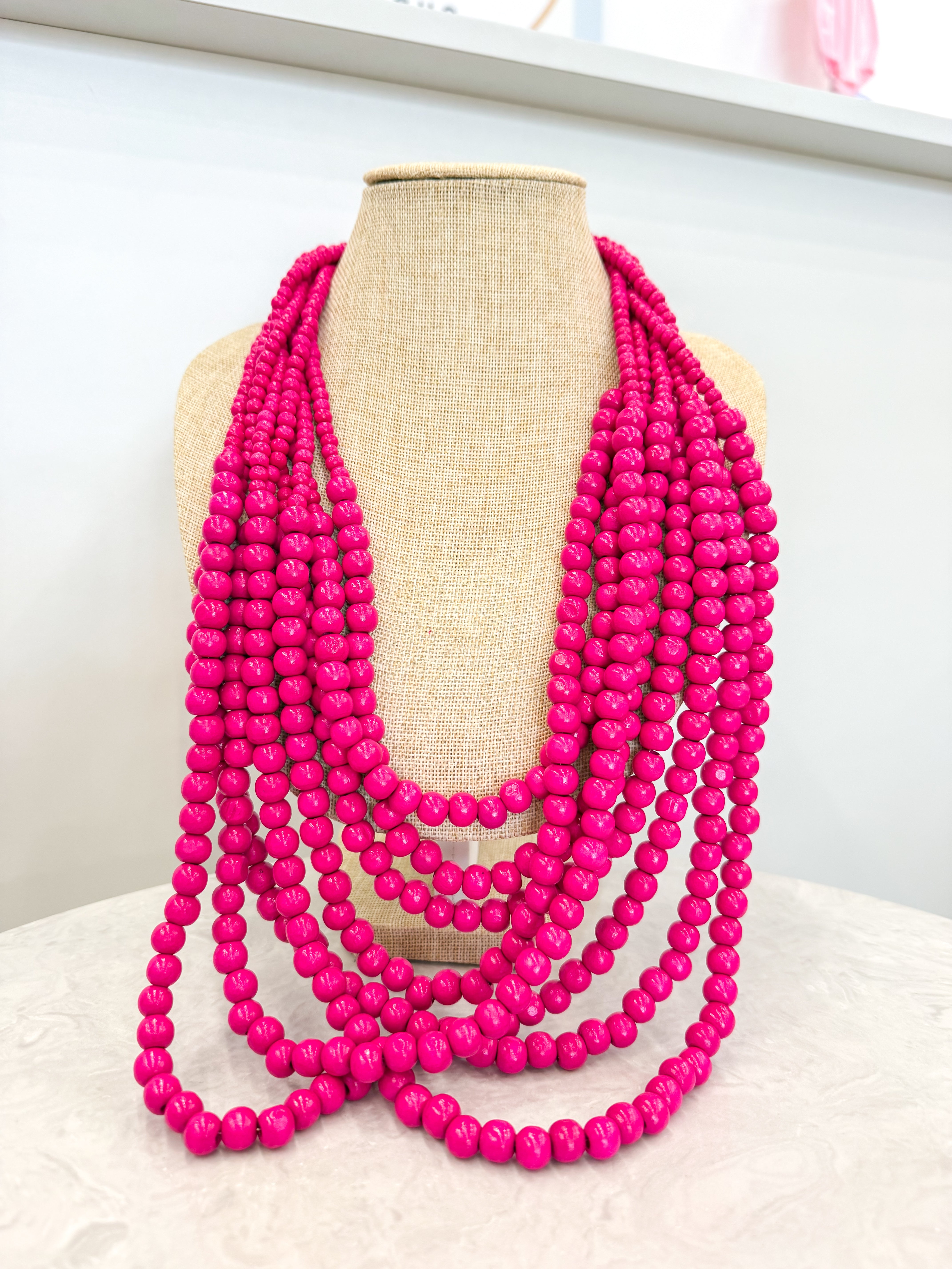 Pink Layered Bead Necklace