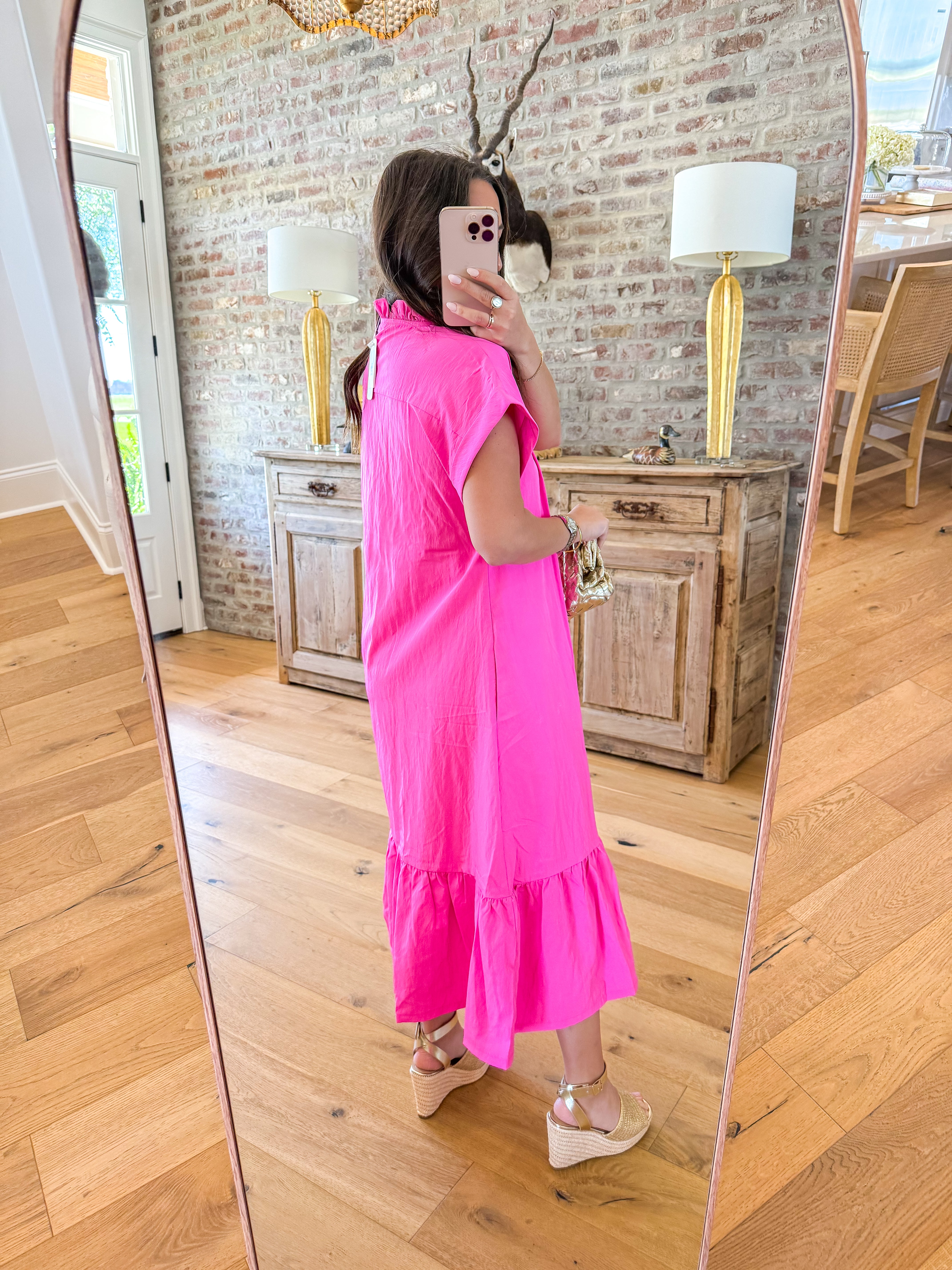 Pink Magnolia Ruffle Maxi