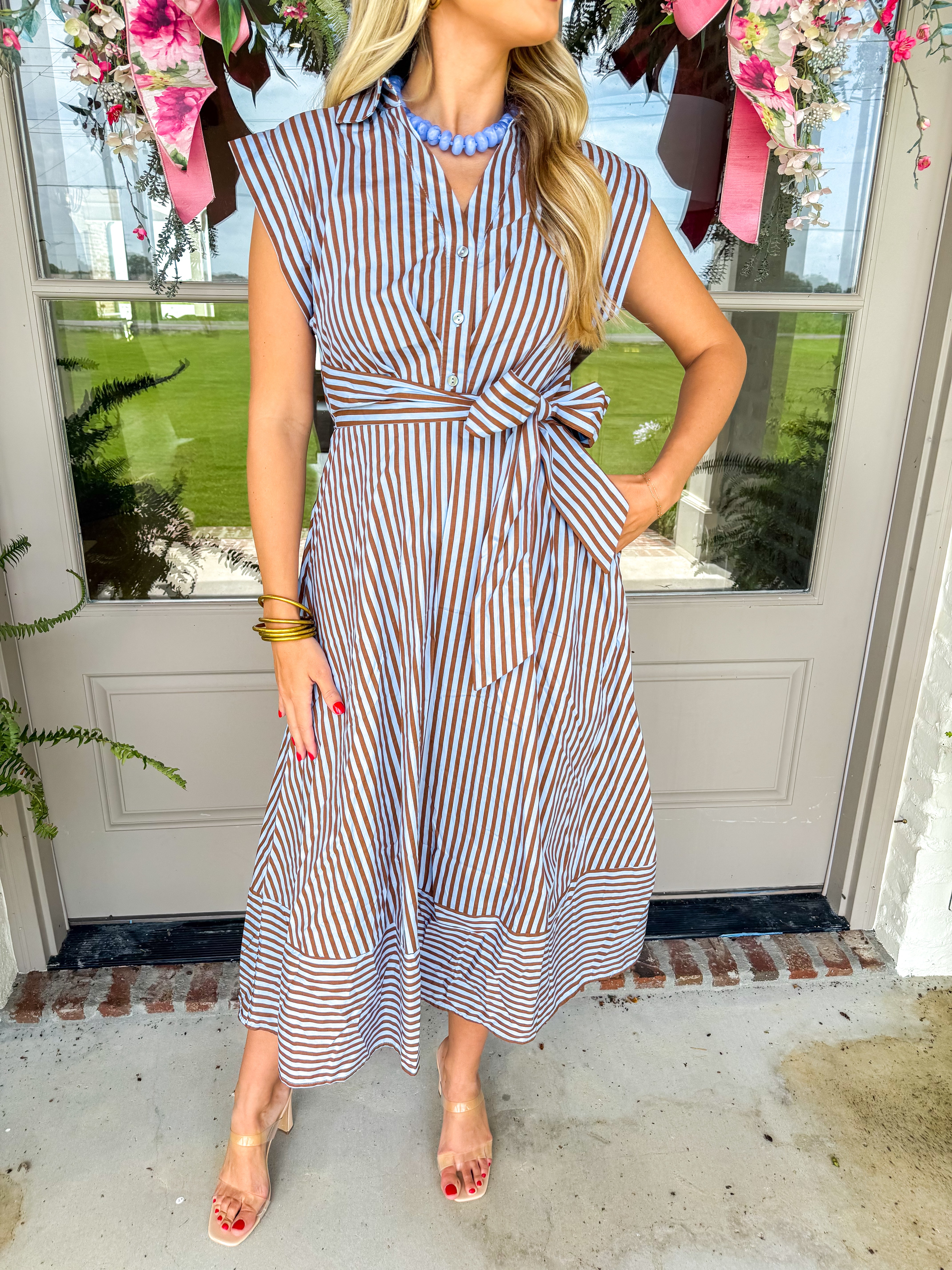 Nantucket Stripe Dress Blue/Brown
