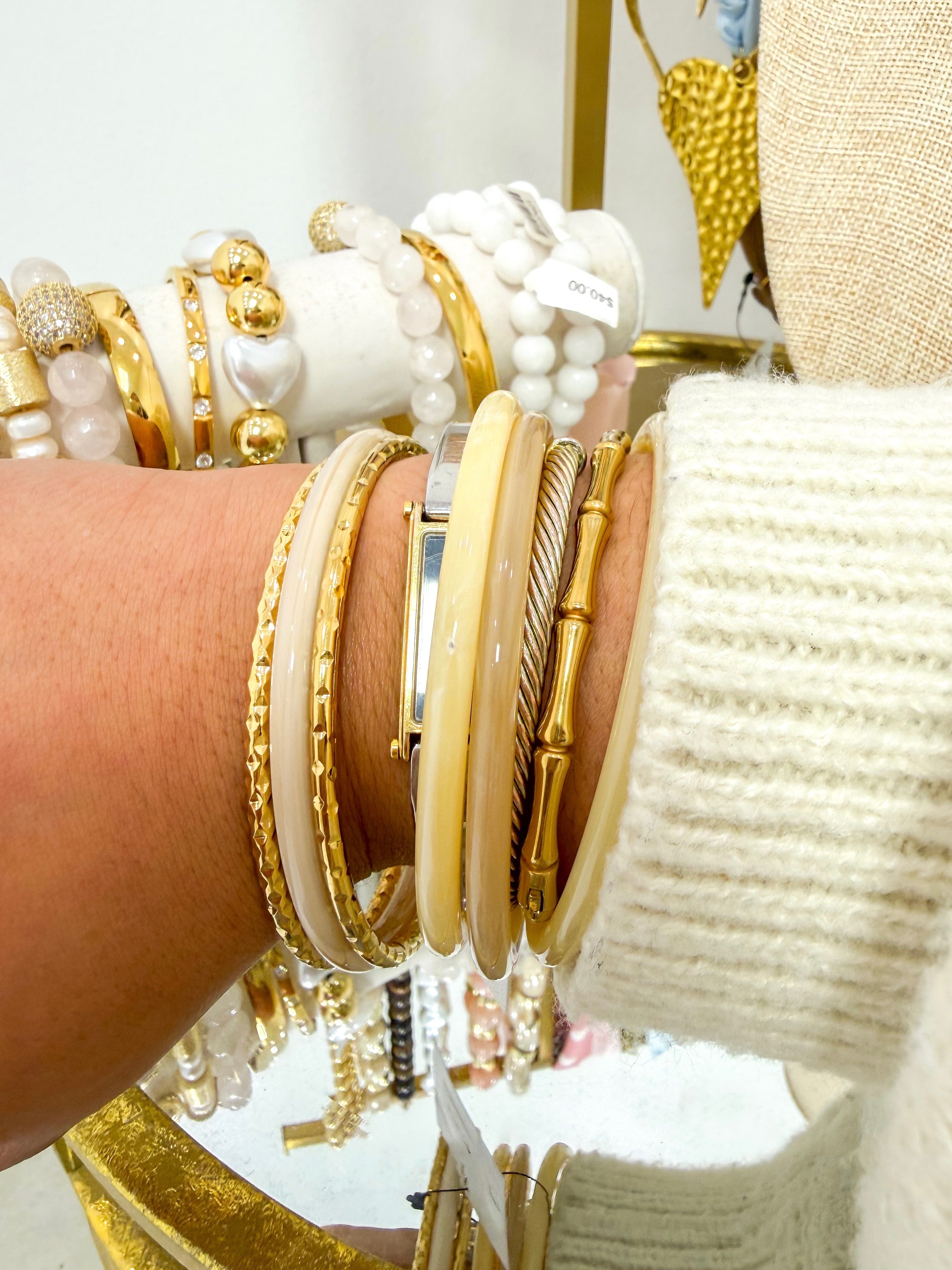 Taupe & Gold Bangle Set