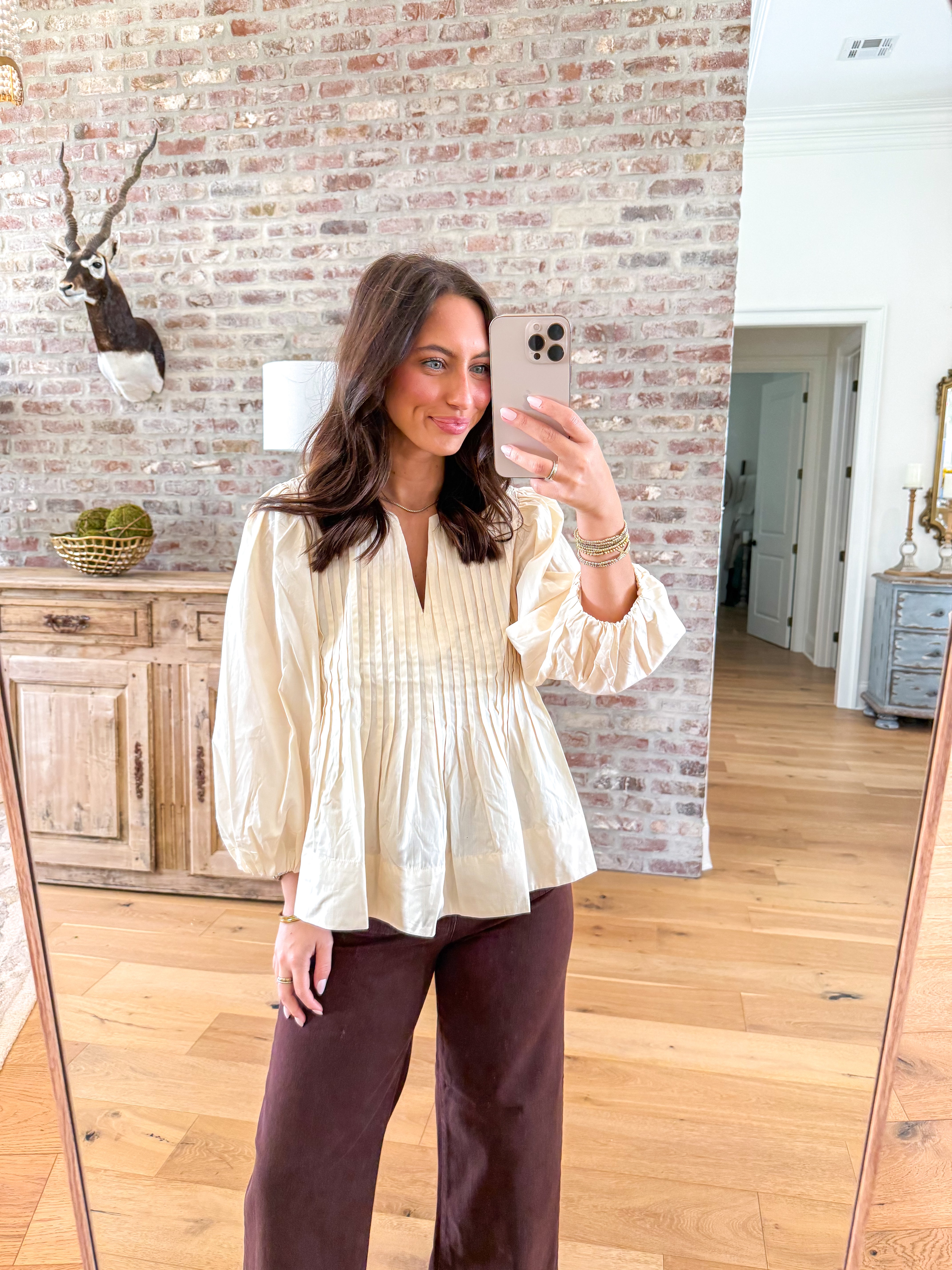The Ecru Pintuck Blouse