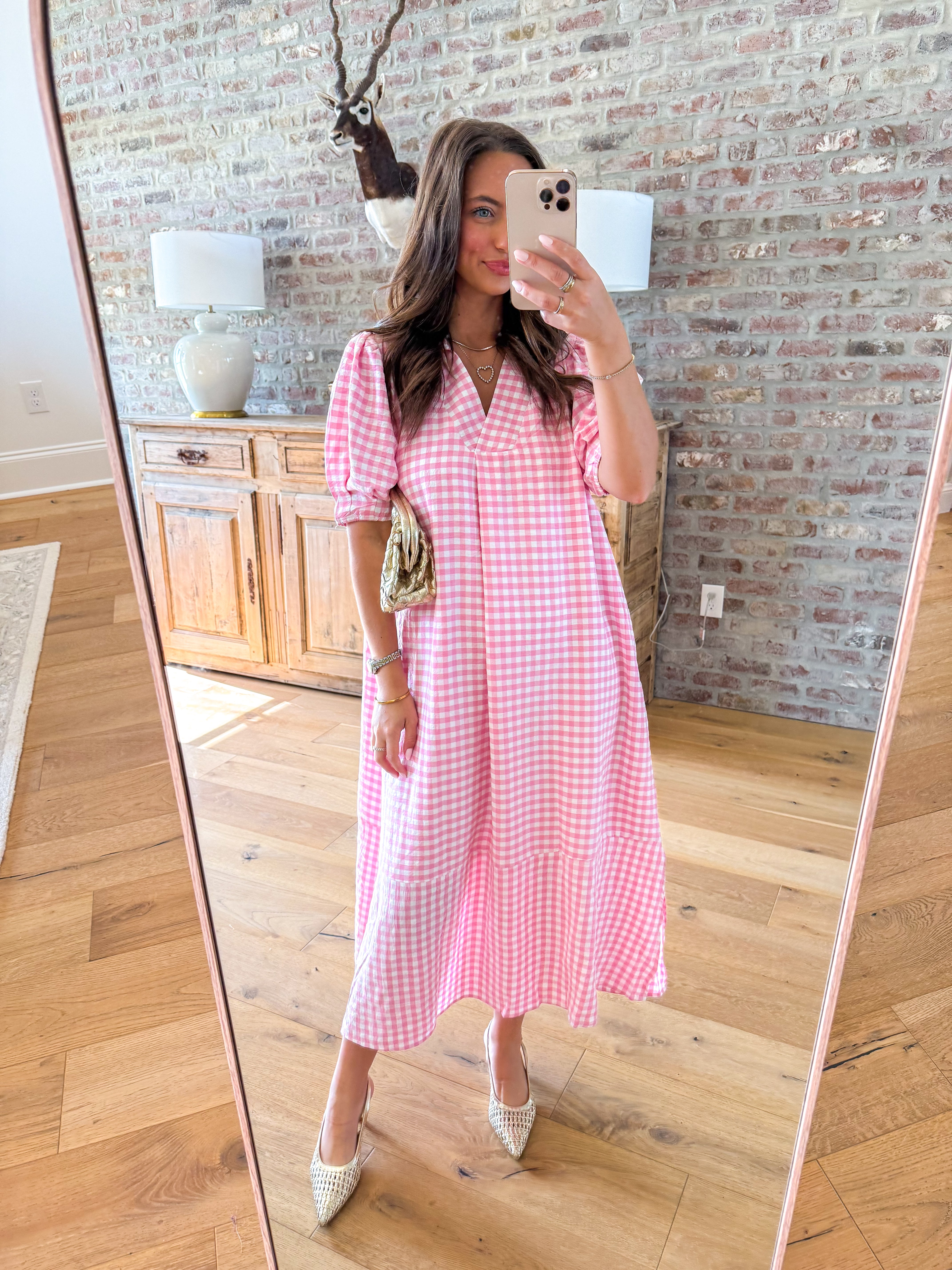 Peony Gingham Midi Dress