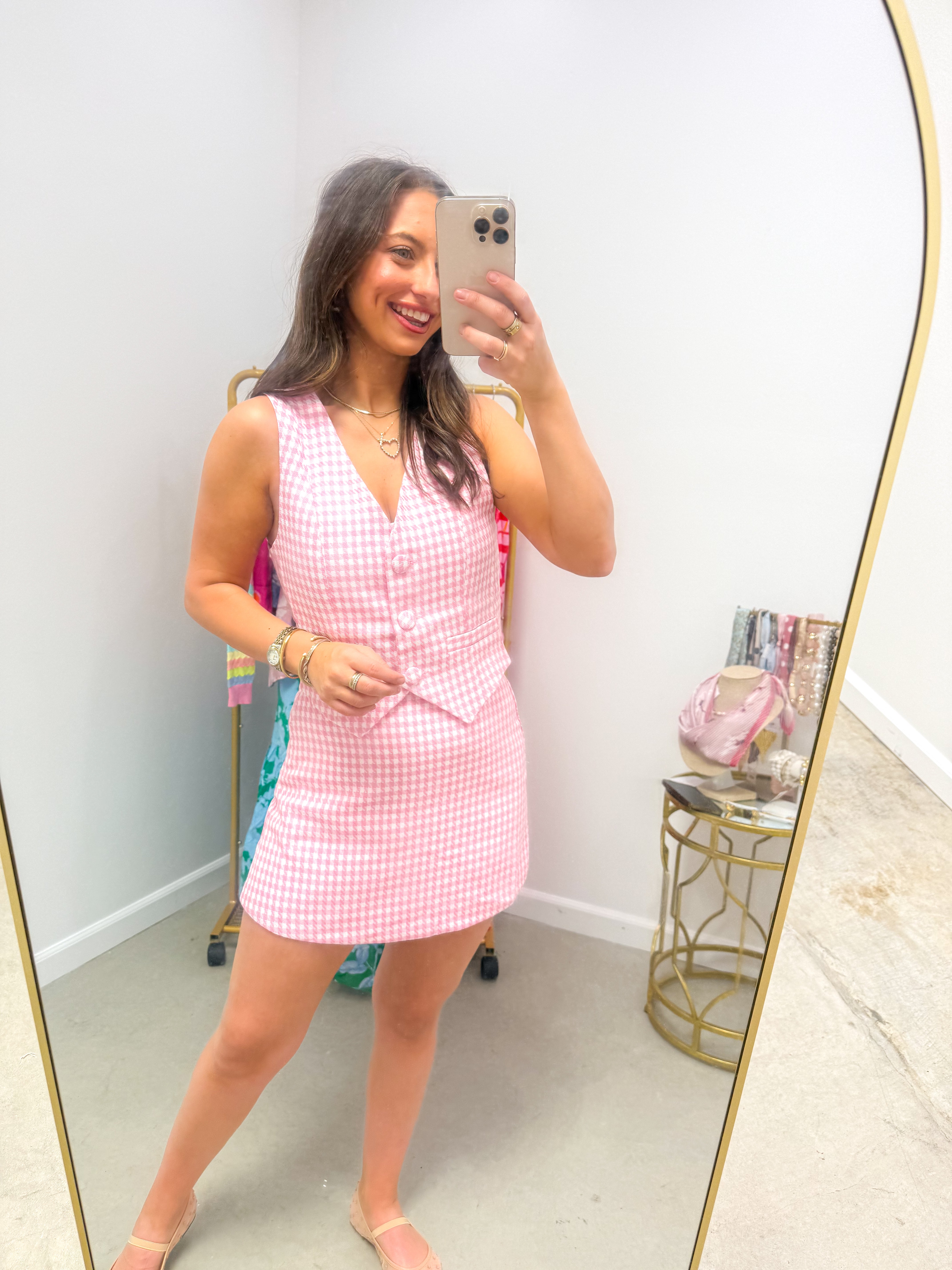 Kassy Checker Chelsea Button Up Vest