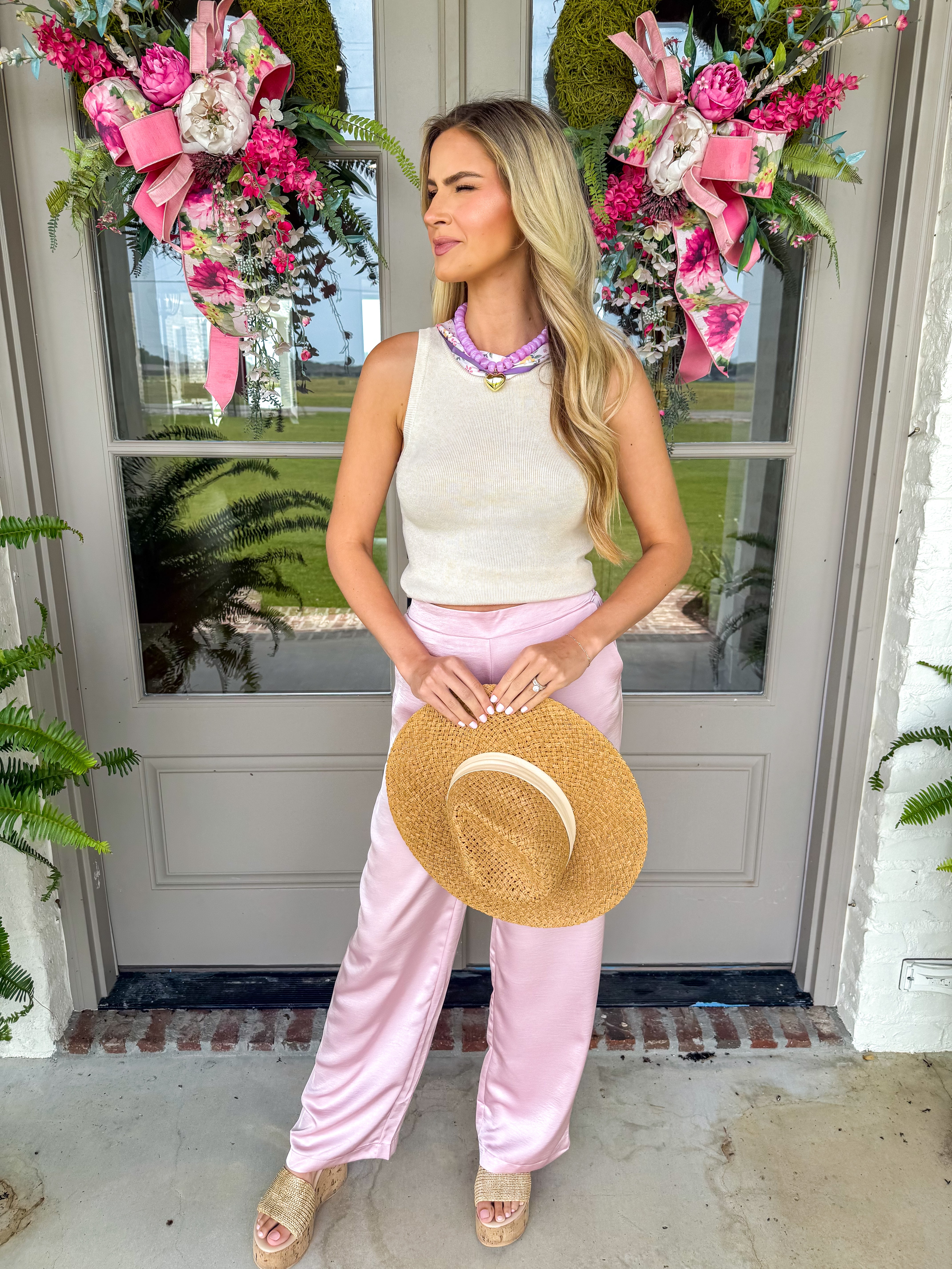 Southern Breeze Pink Wide-Leg Pants