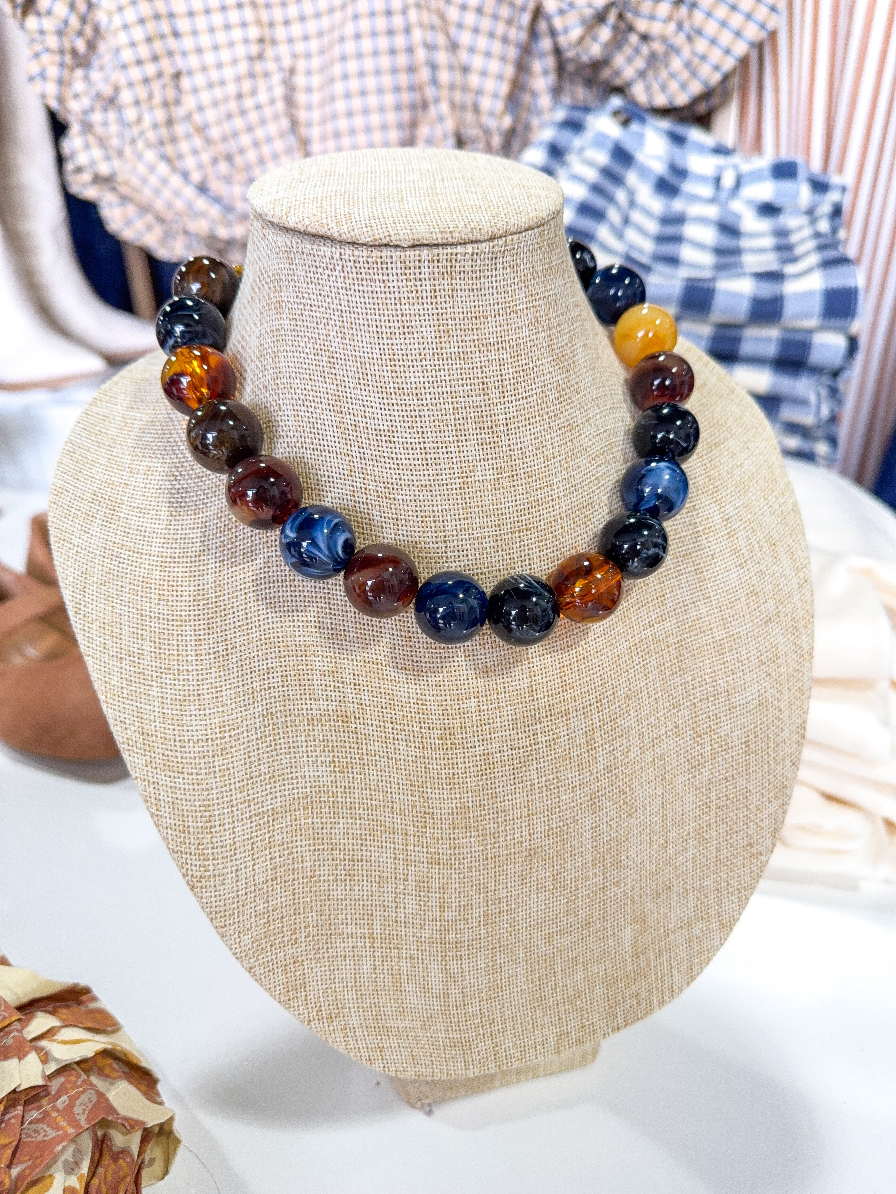 Large Dark Multi Beaded Necklace