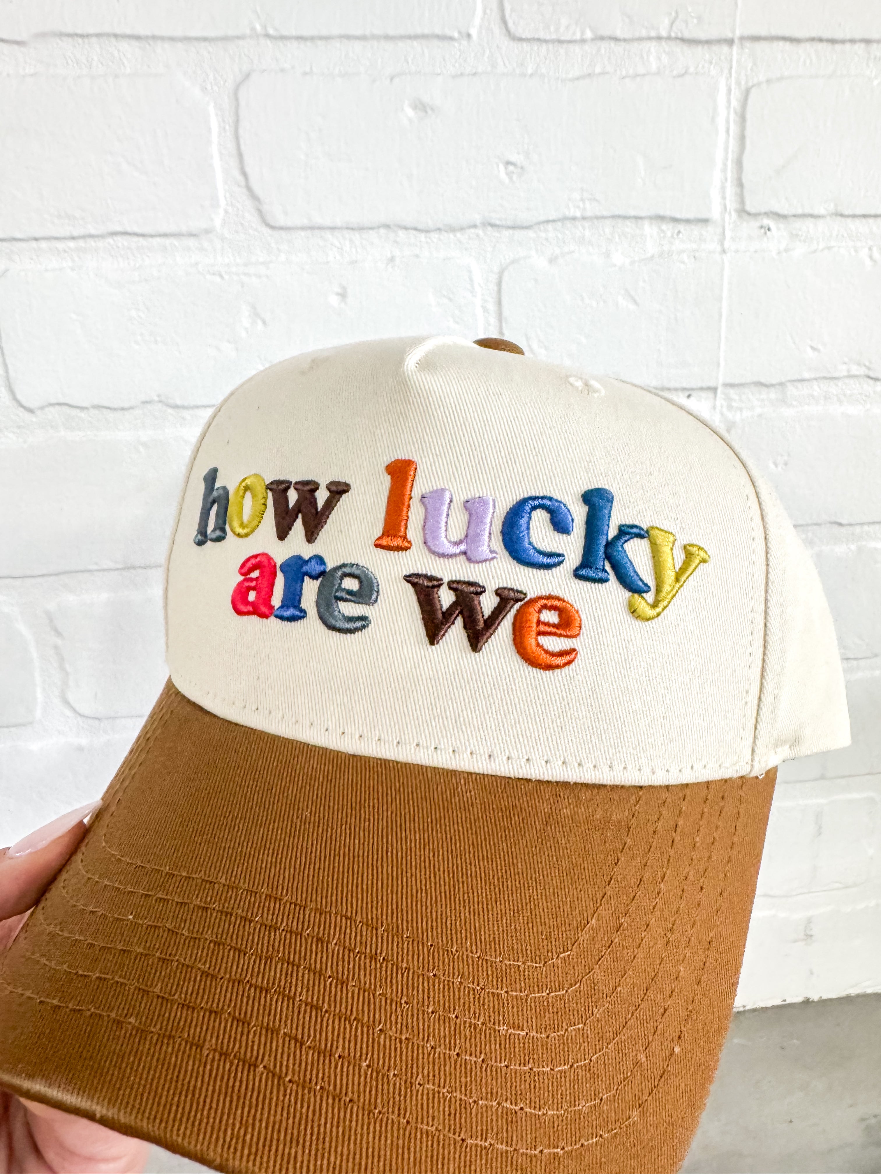 How Lucky Are We Brown/Multi Trucker Hat