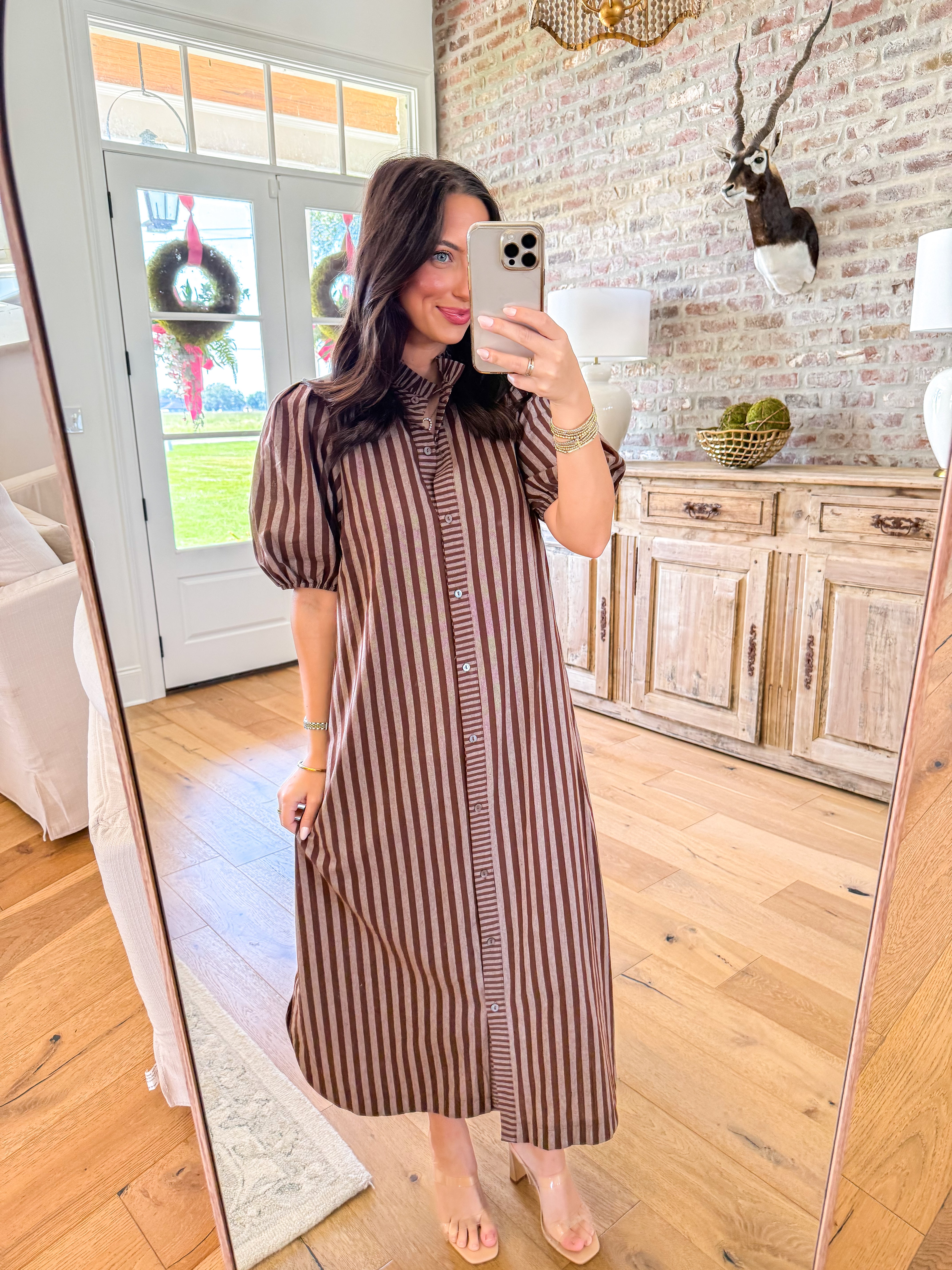 The Briar Striped Midi Brown