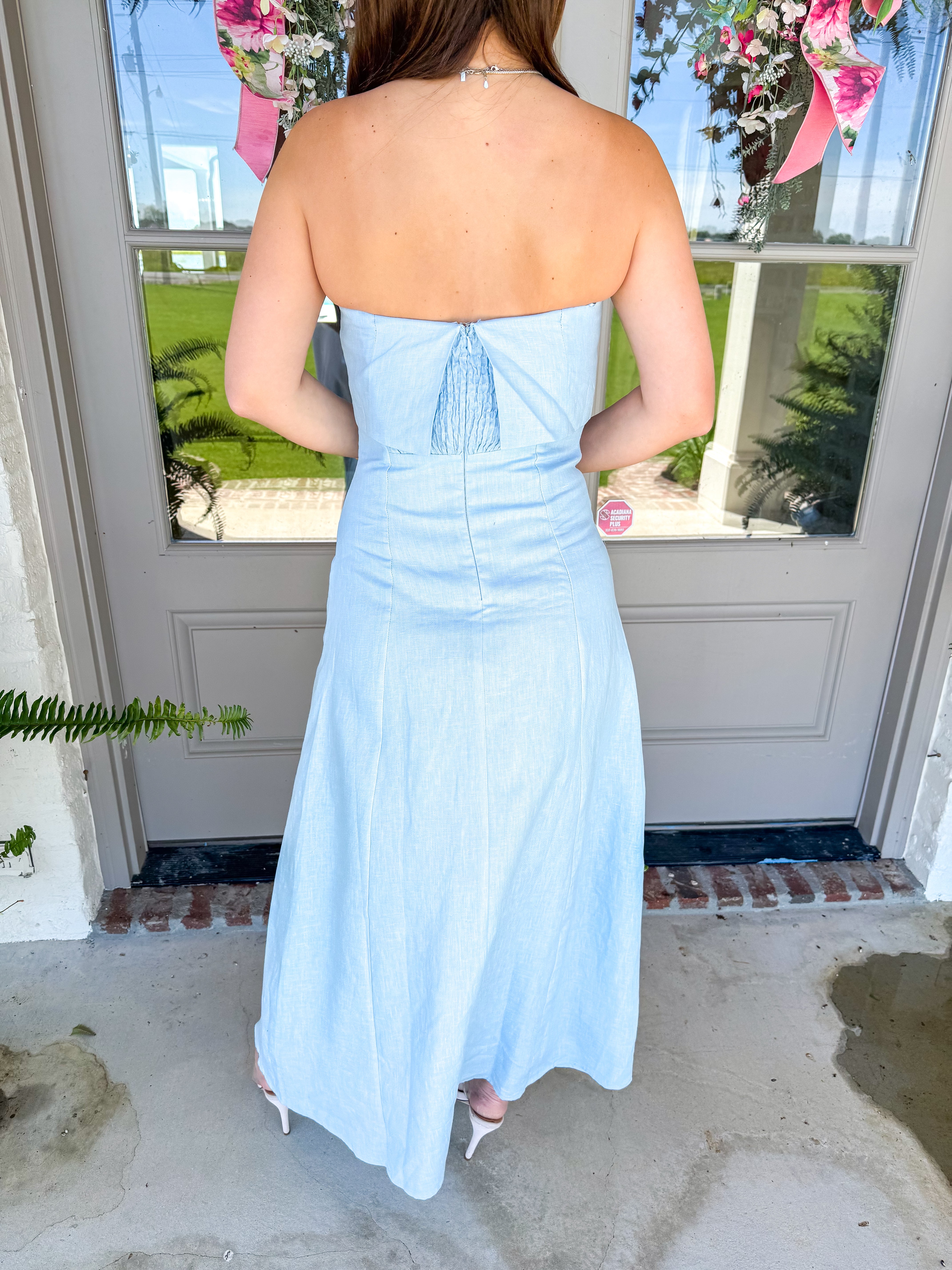Ocean Blue Linen Maxi
