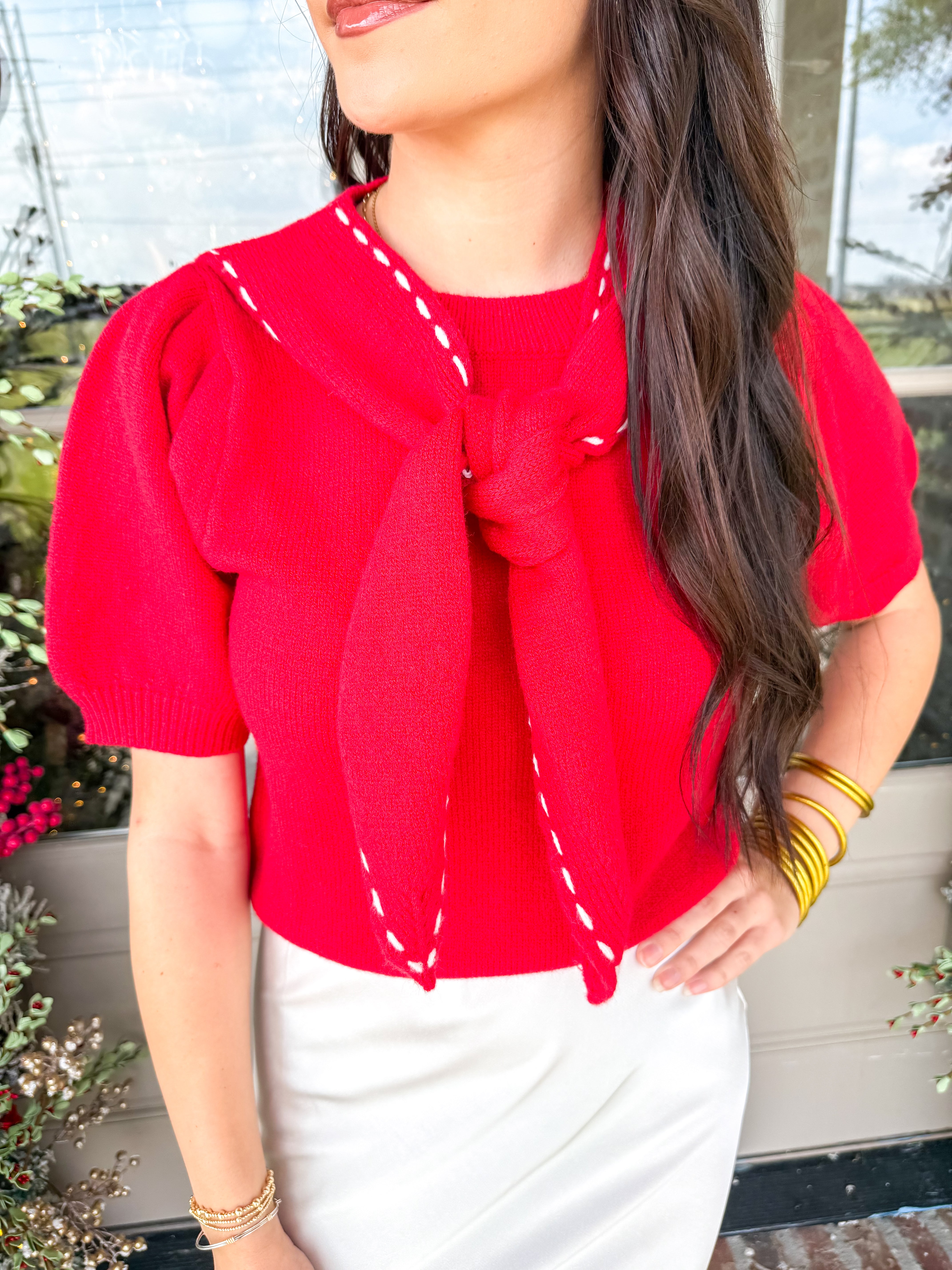 Scarlet Layered Scarf Sweater Top