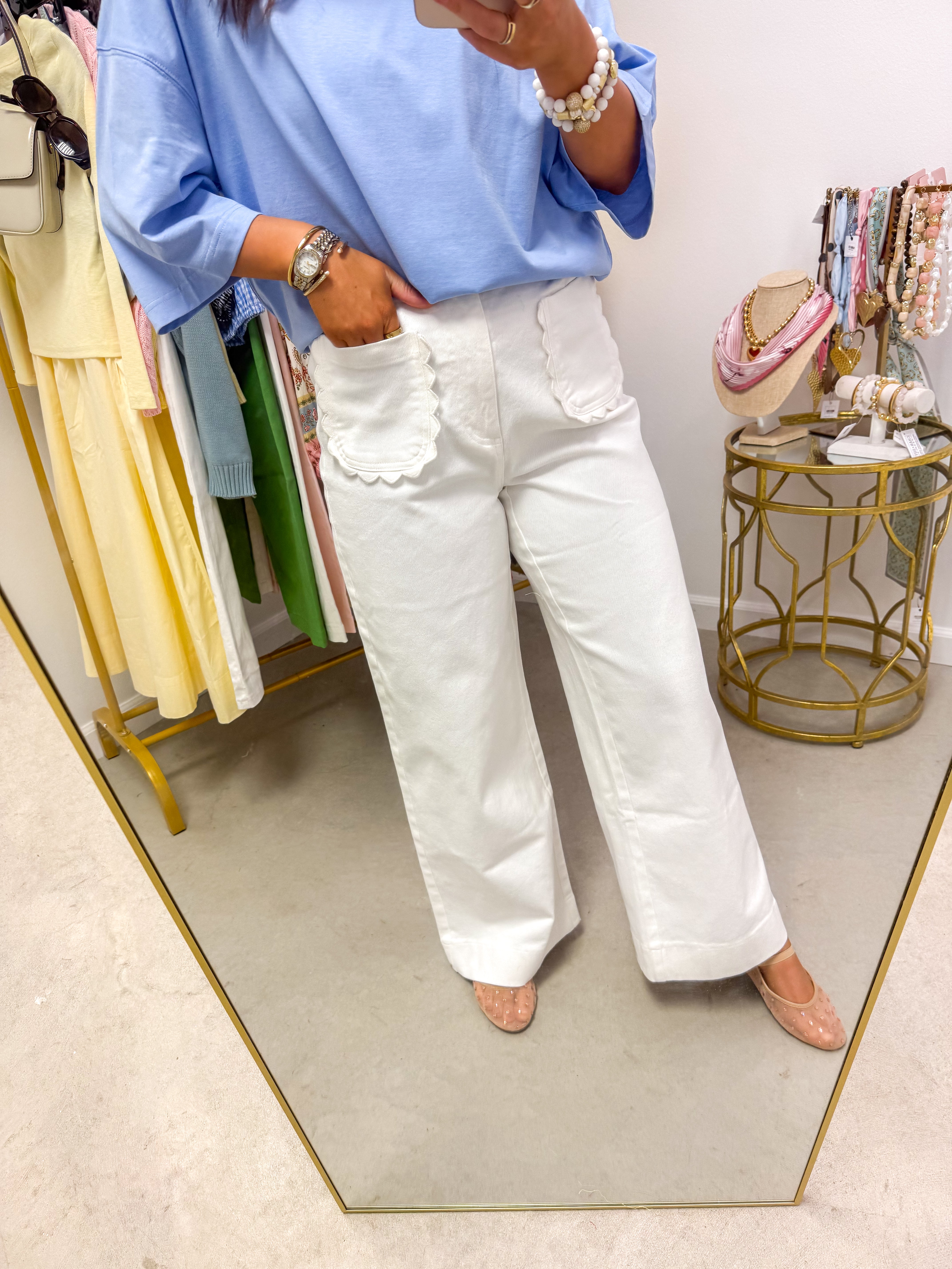 Savannah White Wide-Leg Pants