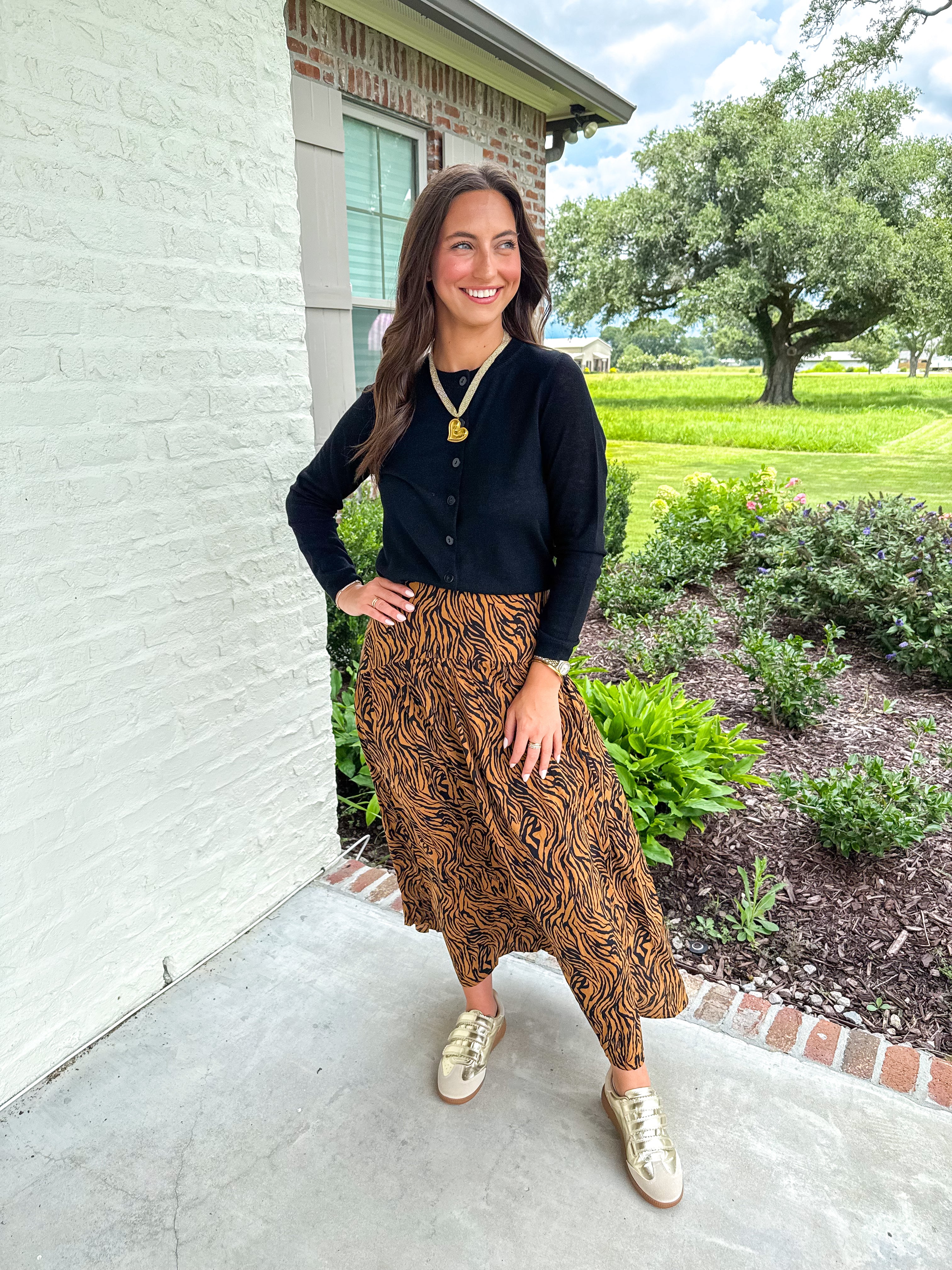 Wild Side Tiger Print Maxi Skirt