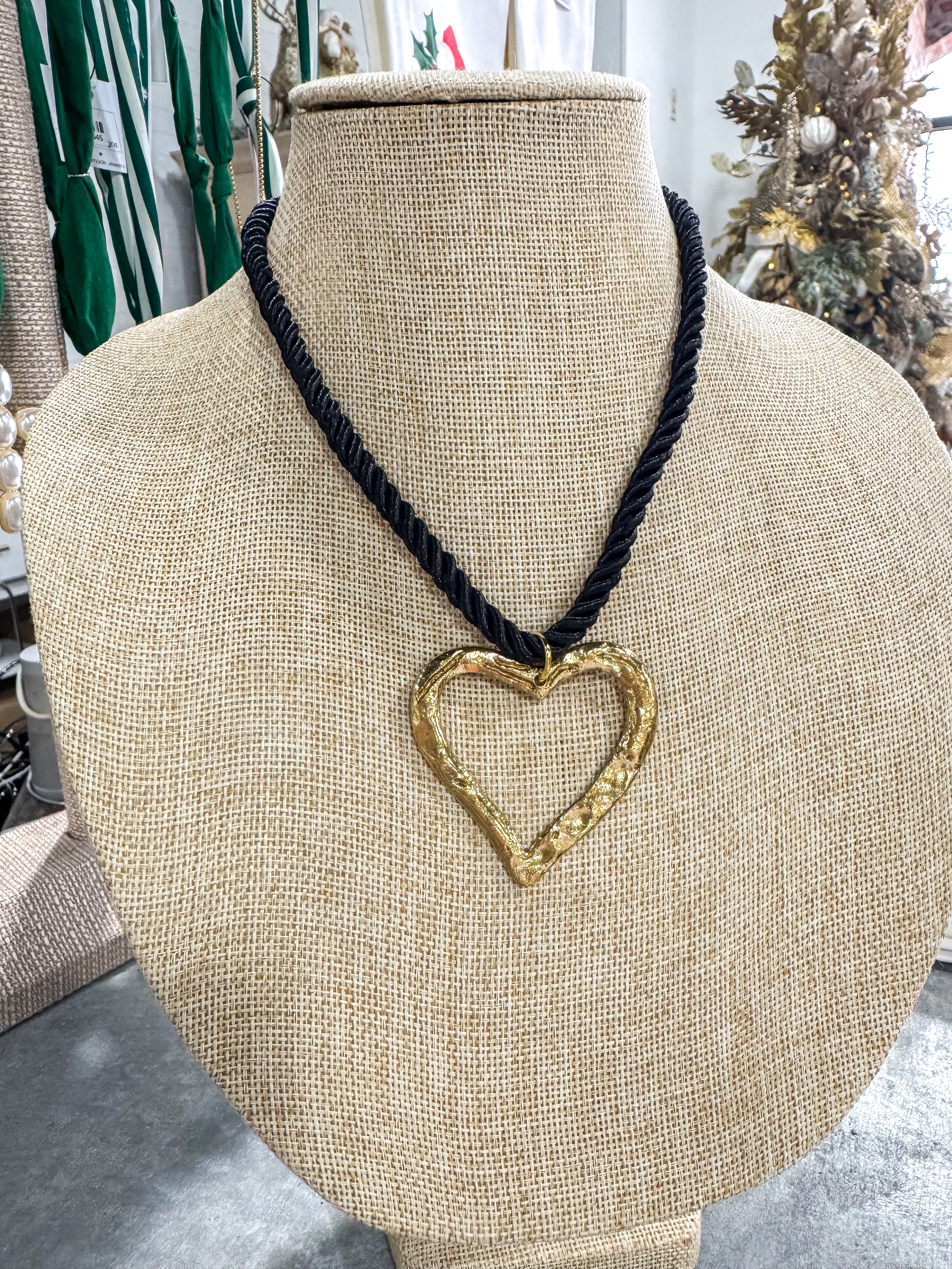 Black Gold Heart Pendant Necklace