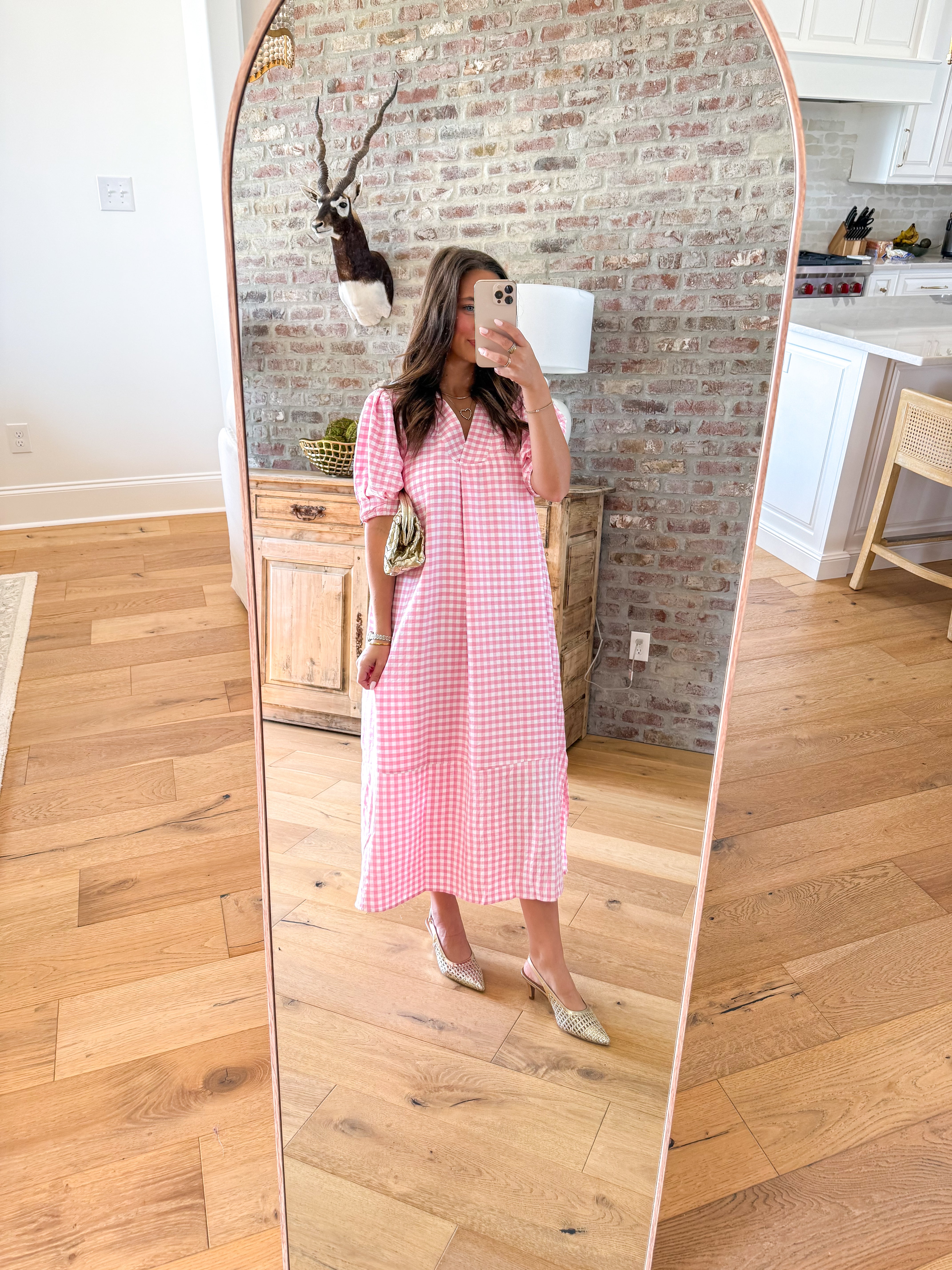 Peony Gingham Midi Dress