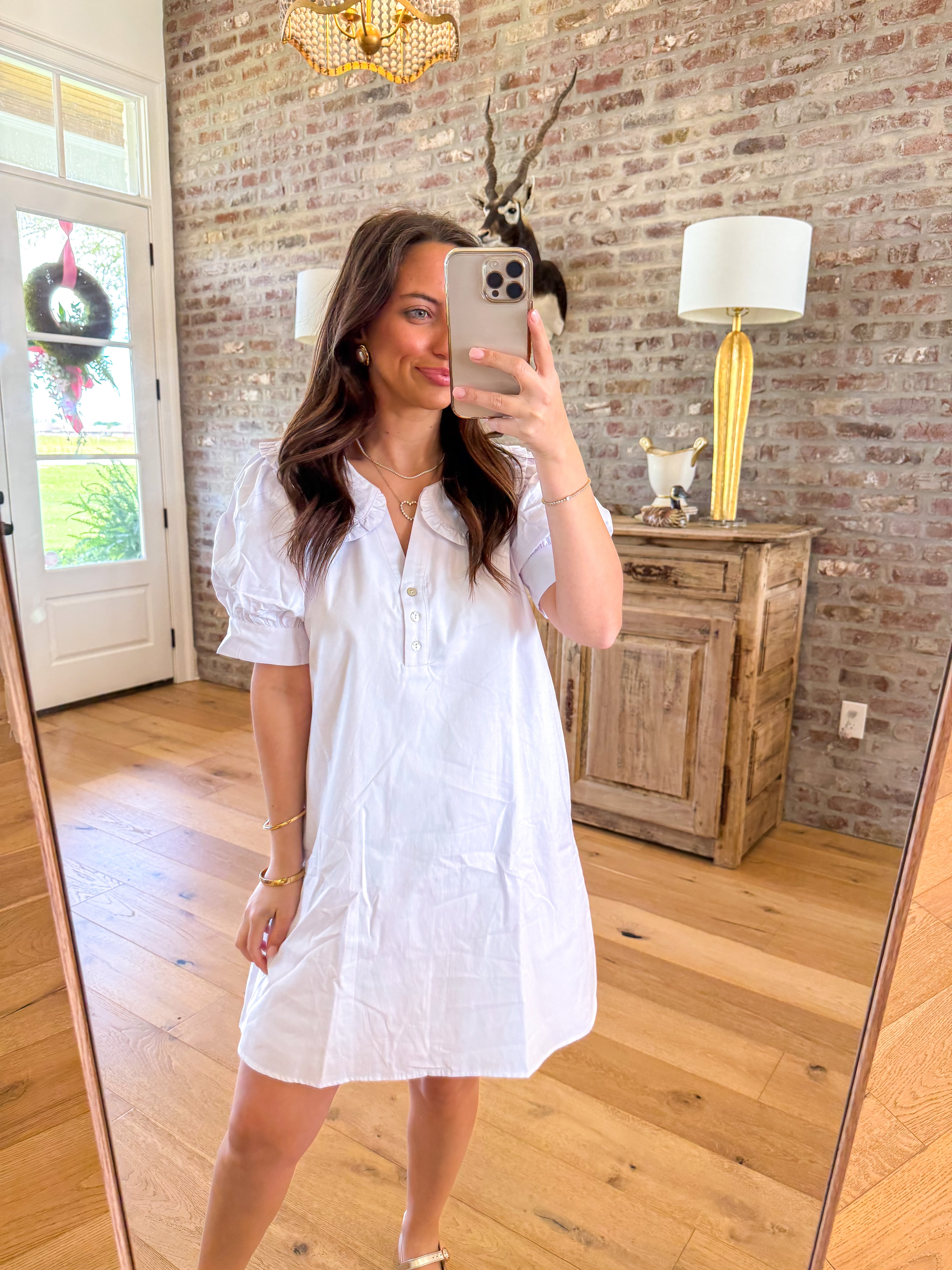 Hadley White Button-Front Mini