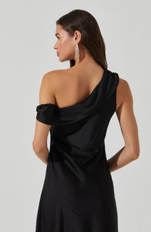 Orissa Satin Off Shoulder Dress Black