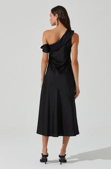 Orissa Satin Off Shoulder Dress Black