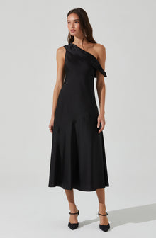 Orissa Satin Off Shoulder Dress Black