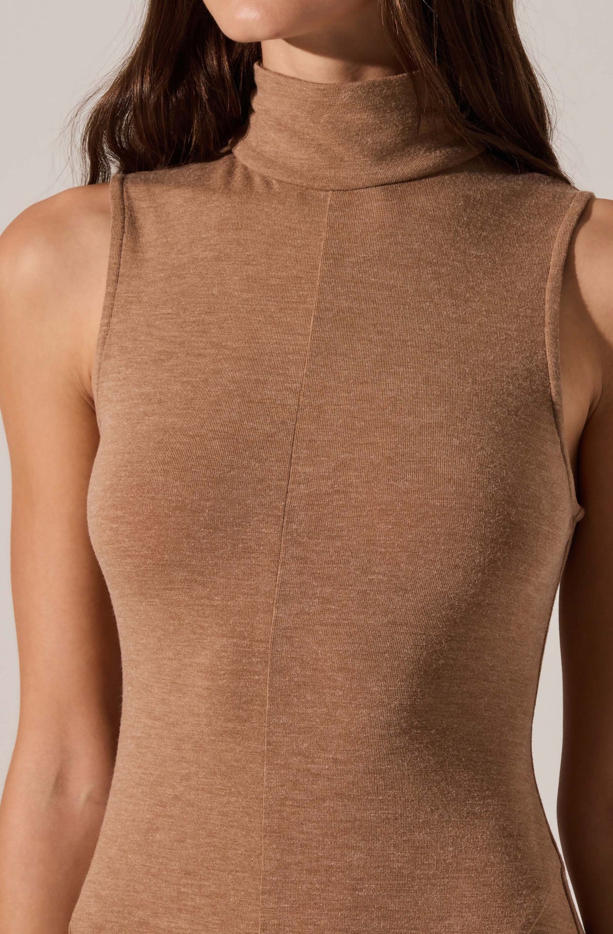 Haylie Sleeveless Turtleneck Sweater Dress Khaki
