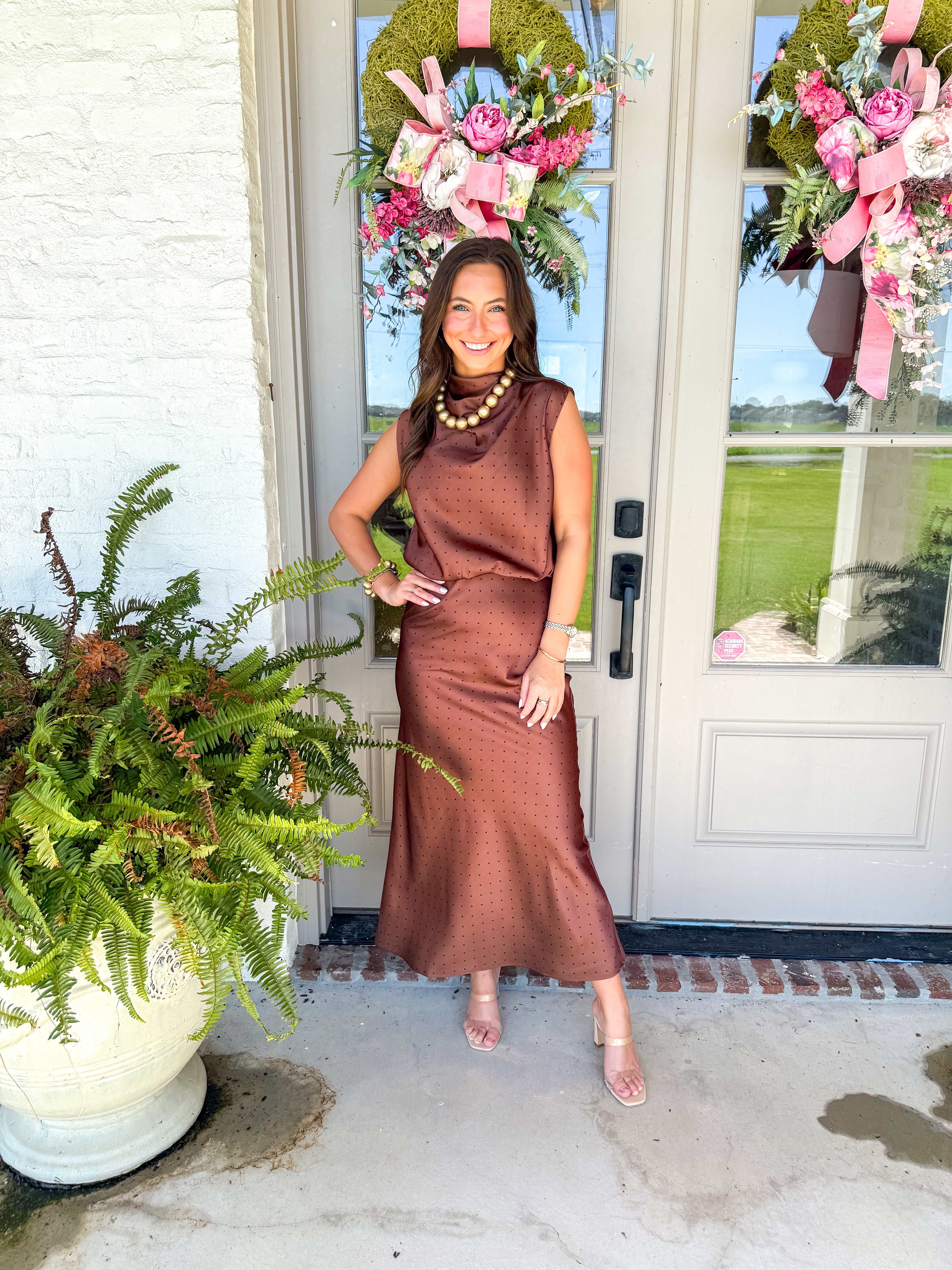 Dotted Darling Midi Skirt Mocha