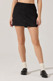 Laudine Faux Suede Mini Skirt Black