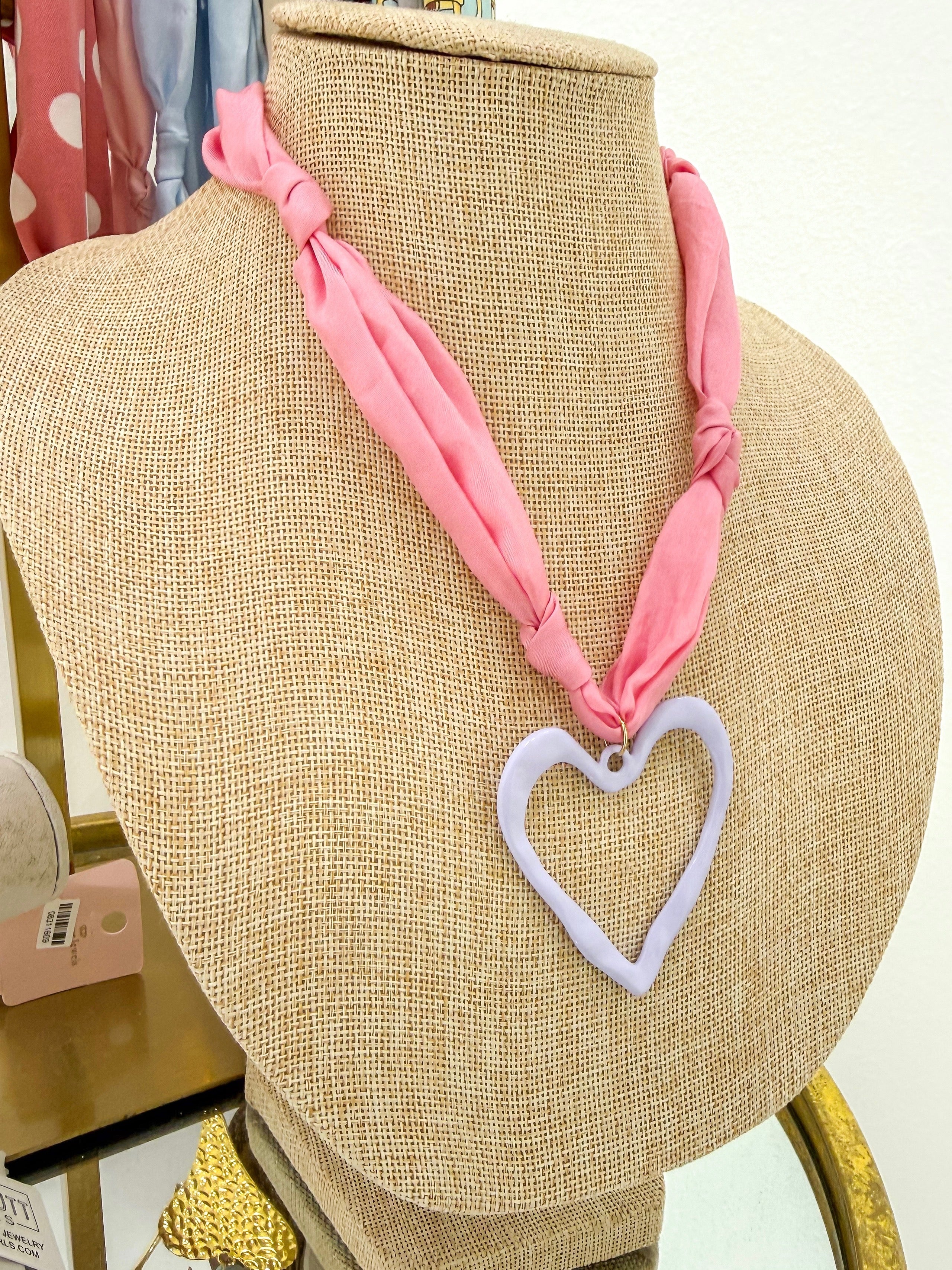 Pink/Purple Heart Scarf Necklace