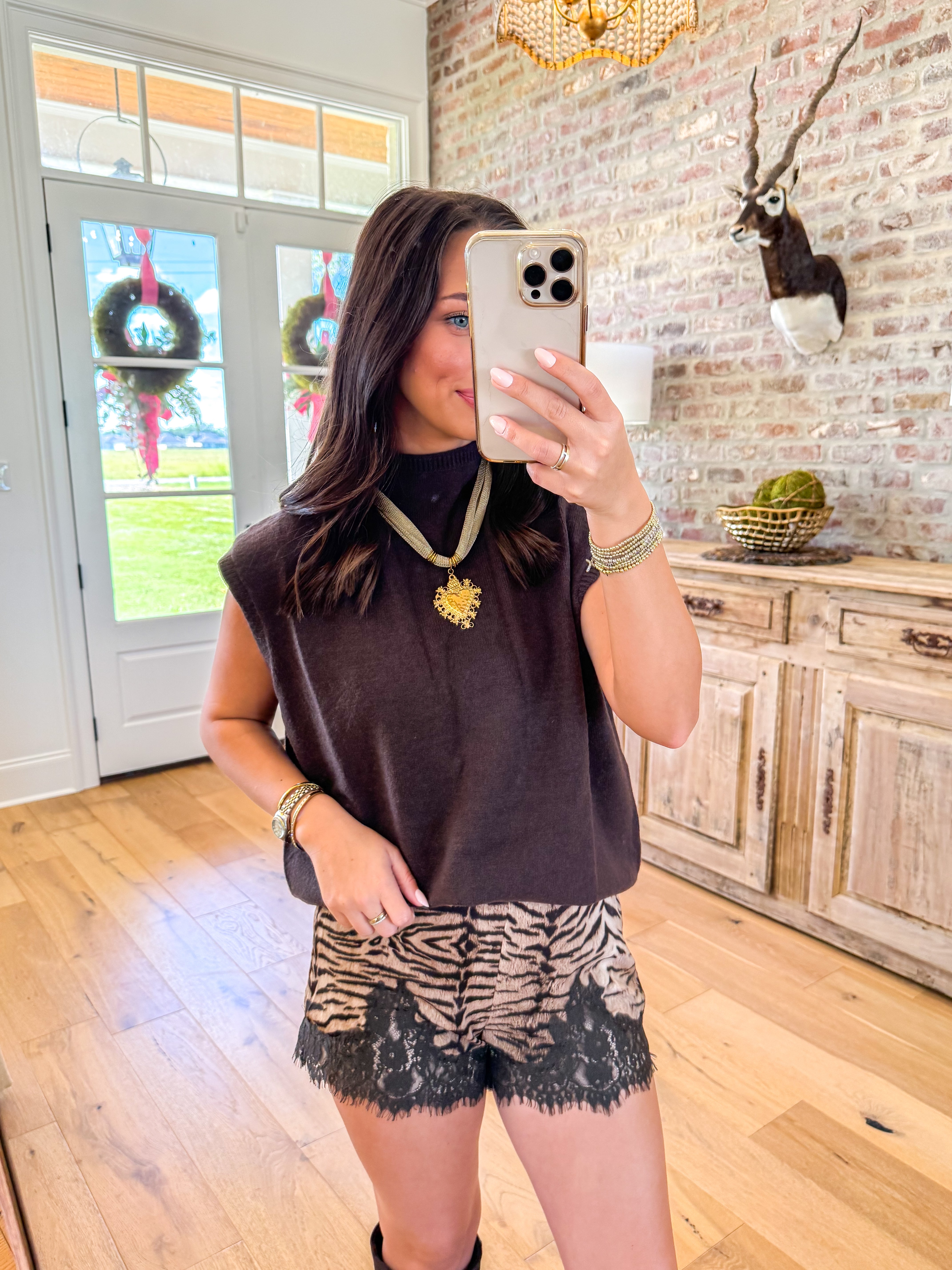 Chocolate Mock Neck Sweater Vest