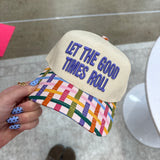 Let The Good Times Roll Cream/Purple Trucker Hat