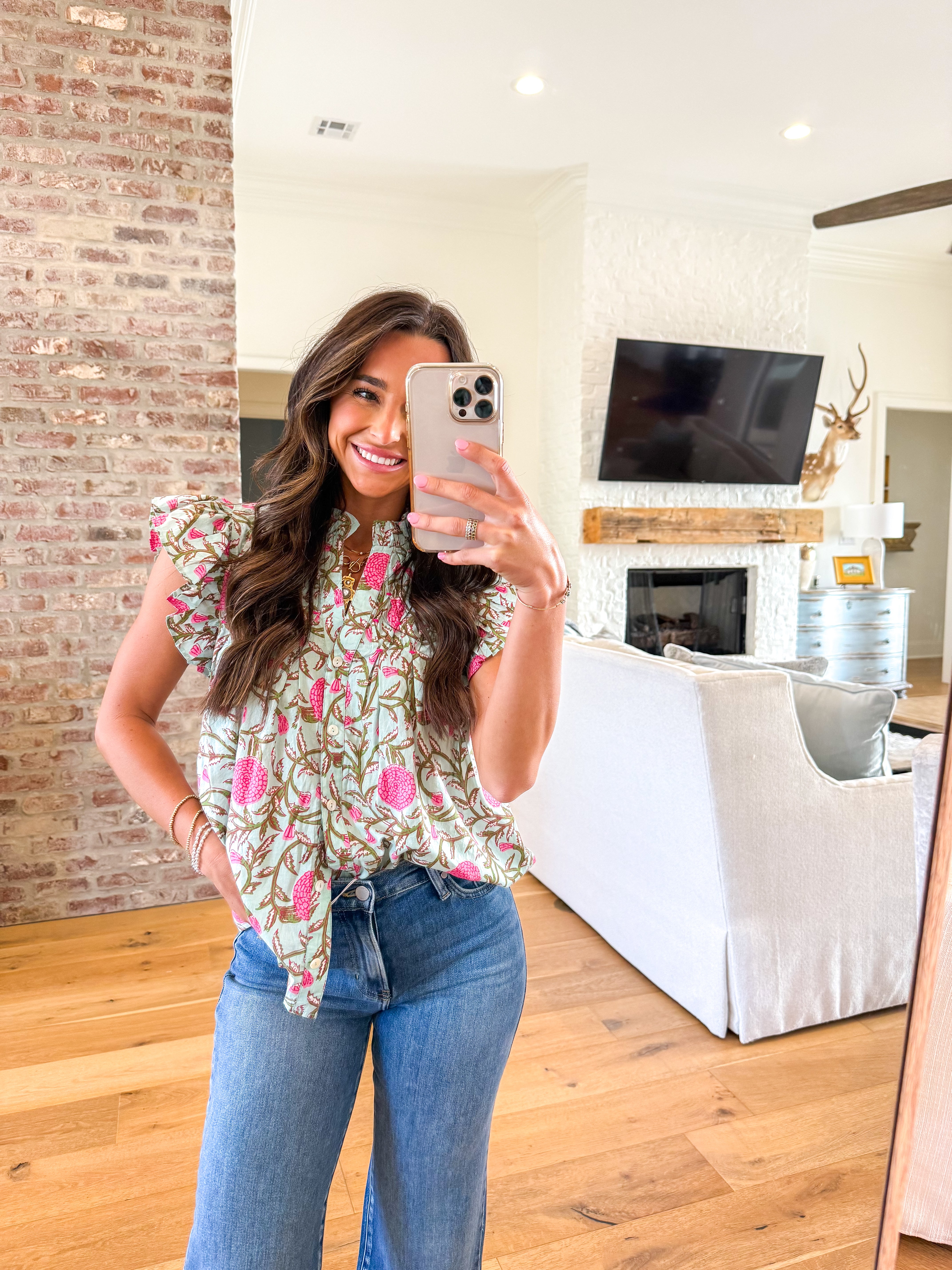 Sweet Peony Blue Floral Top