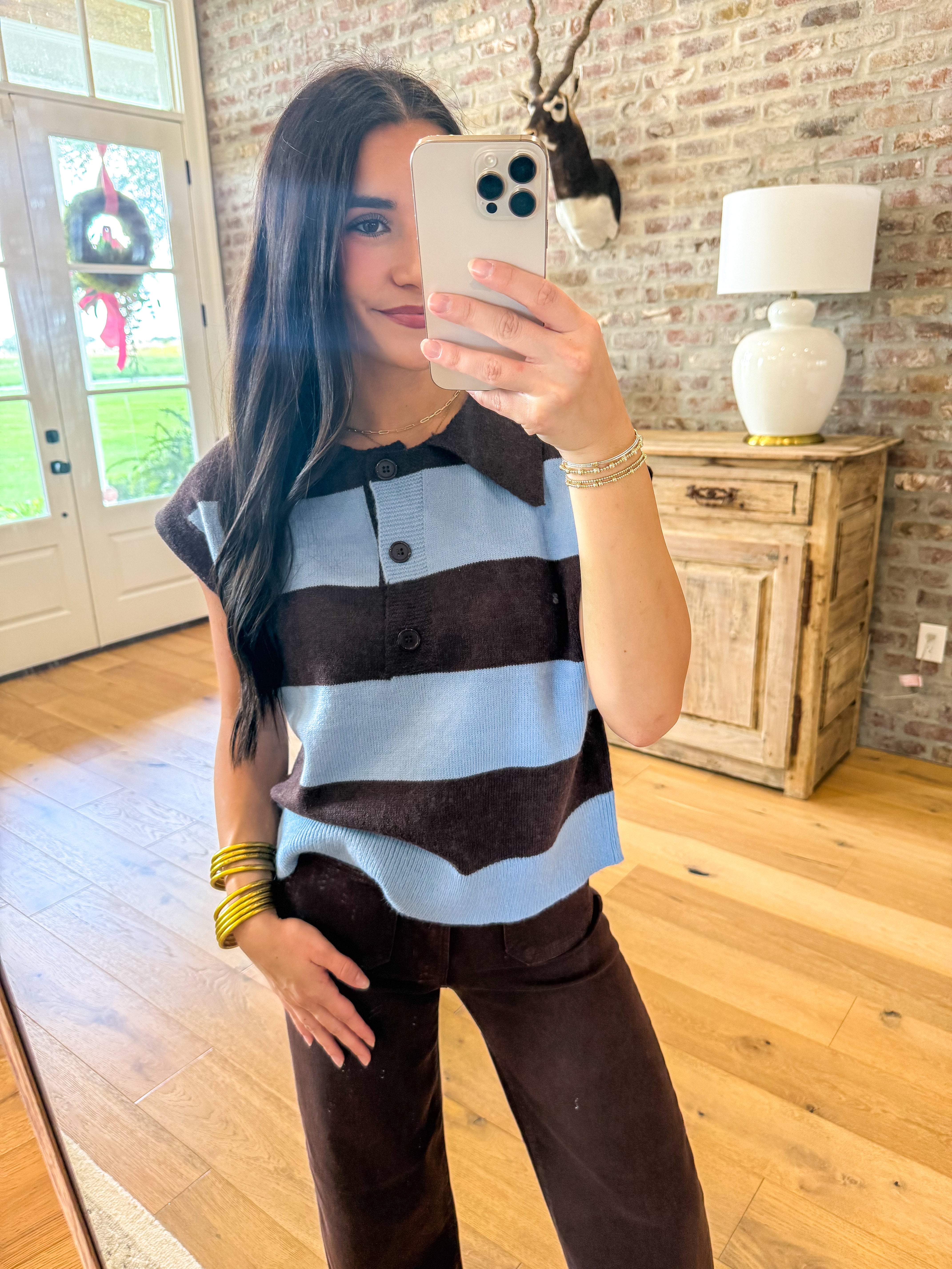 Willa Striped Knit Top Brown/Blue