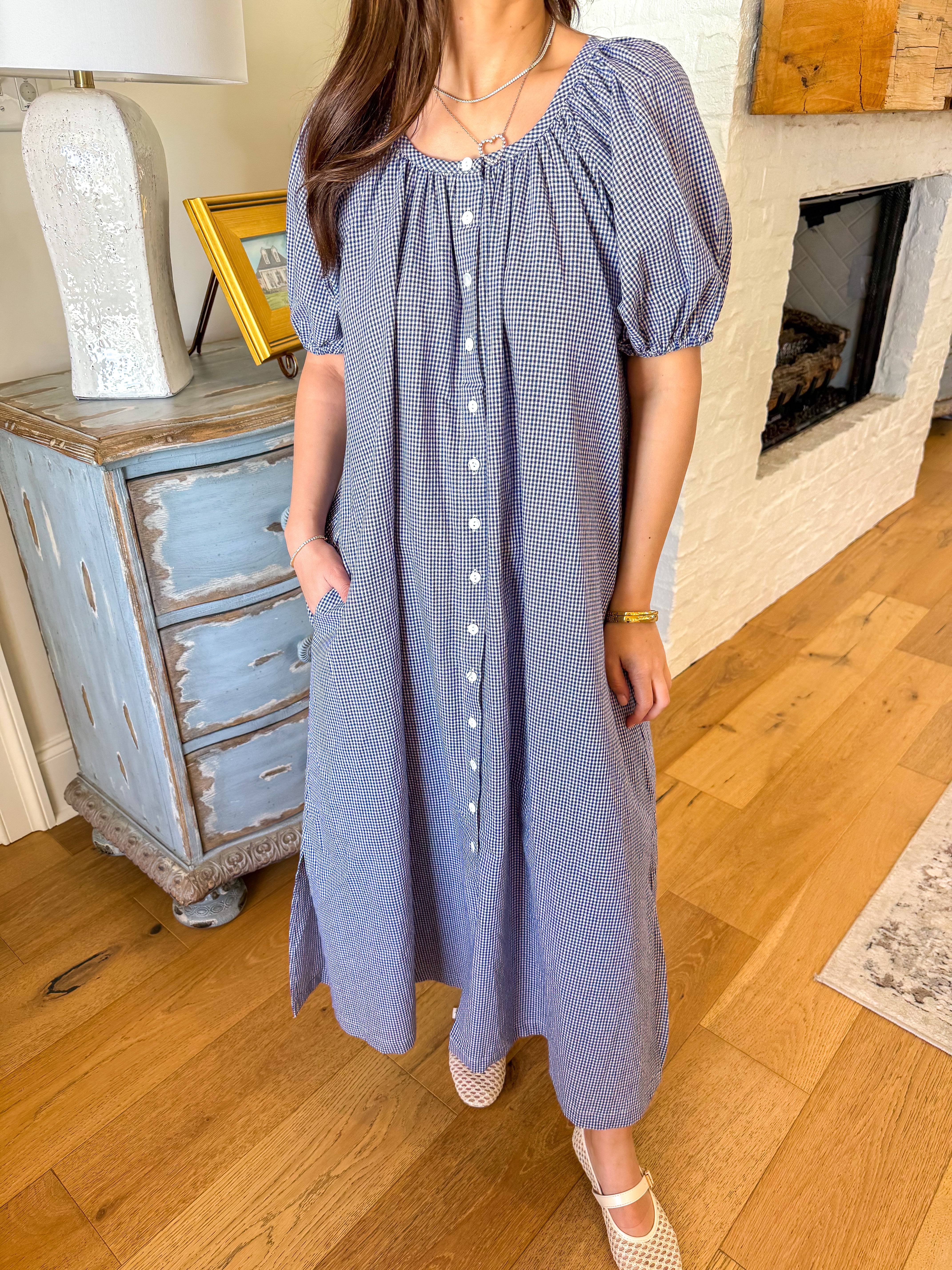 Charlie Blue Gingham Maxi