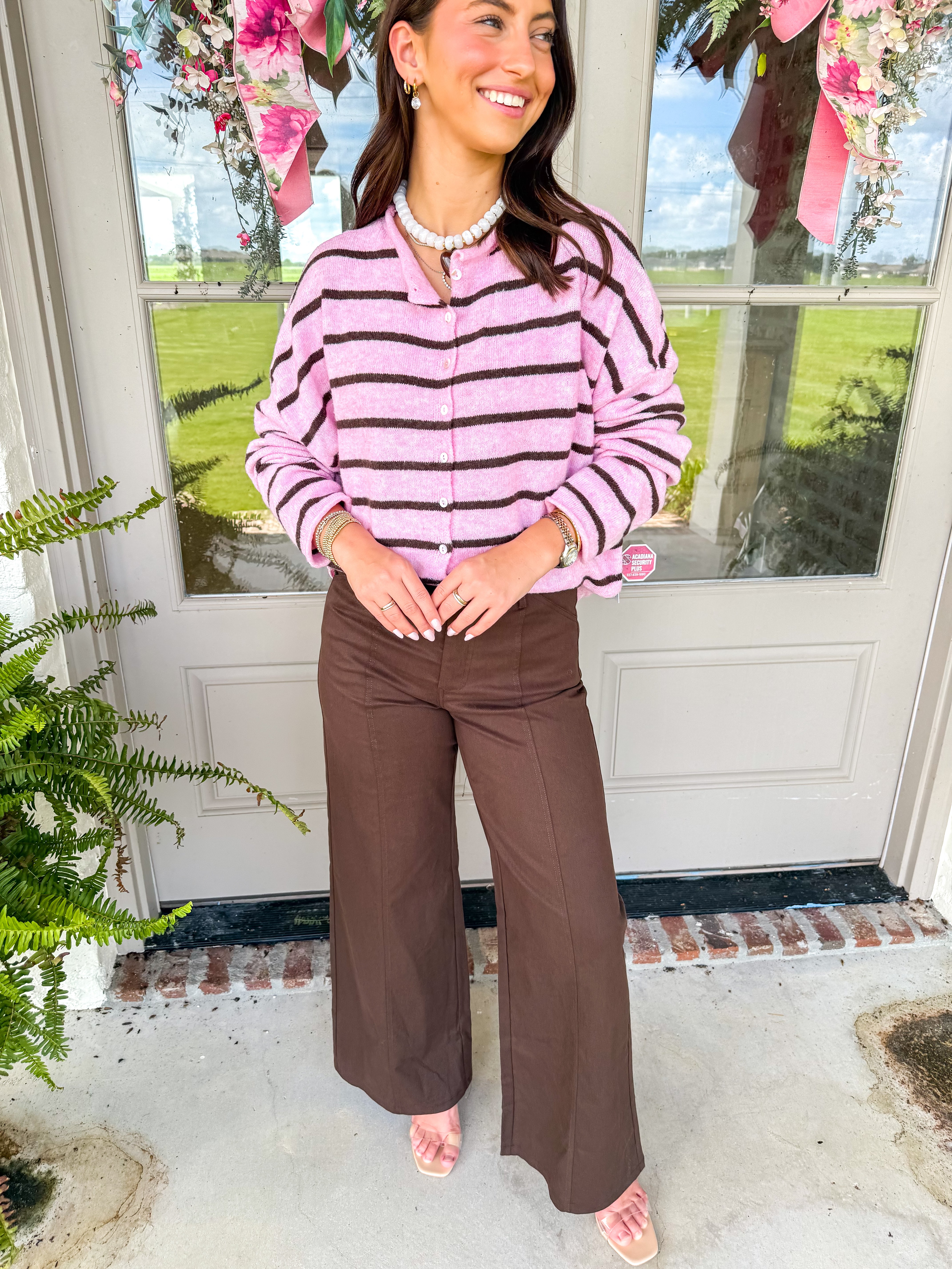 Piper Striped Pink Cardigan